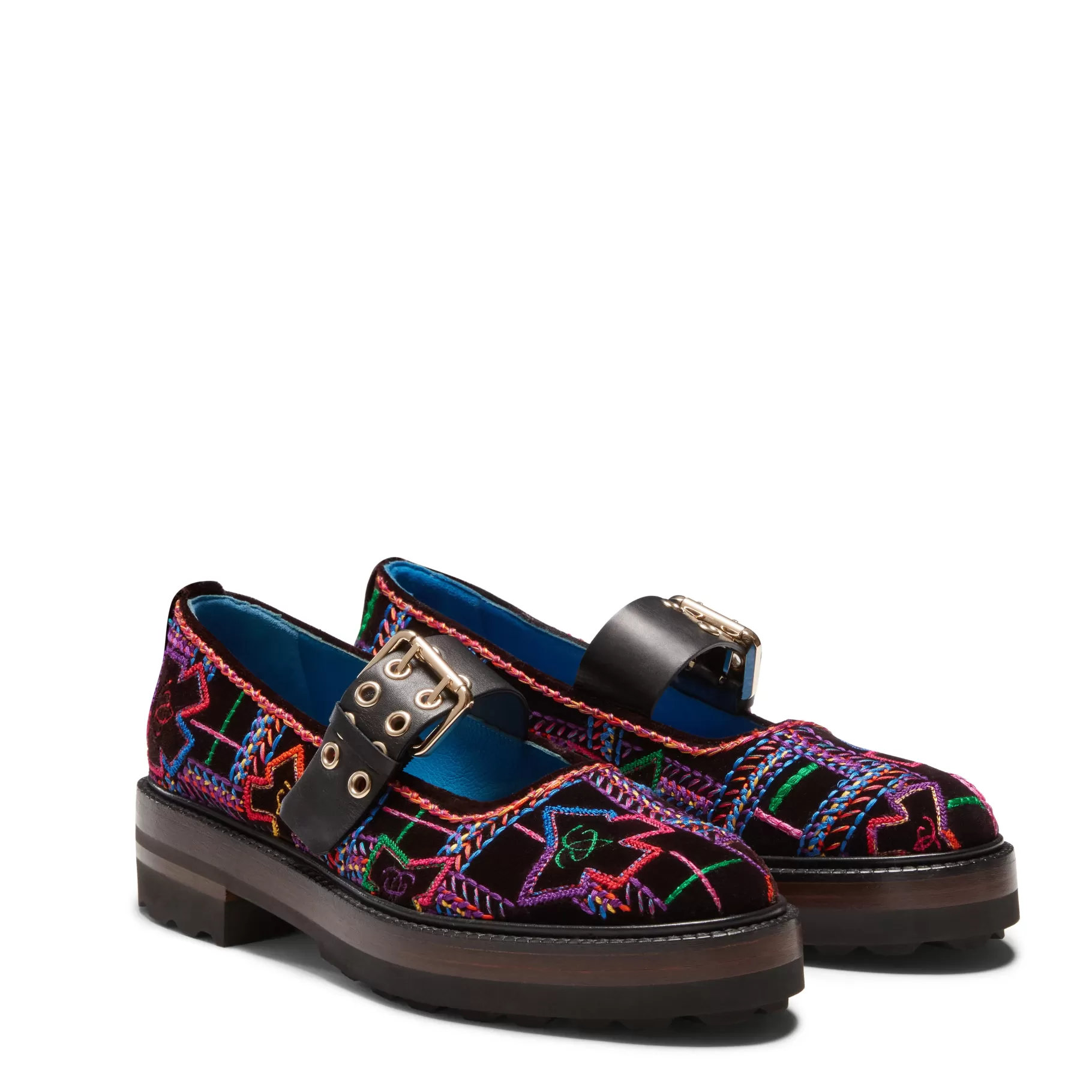 Sale Fratelli Rossetti Ballerina Brera Special Embroidery in velluto multicolor- Ebano