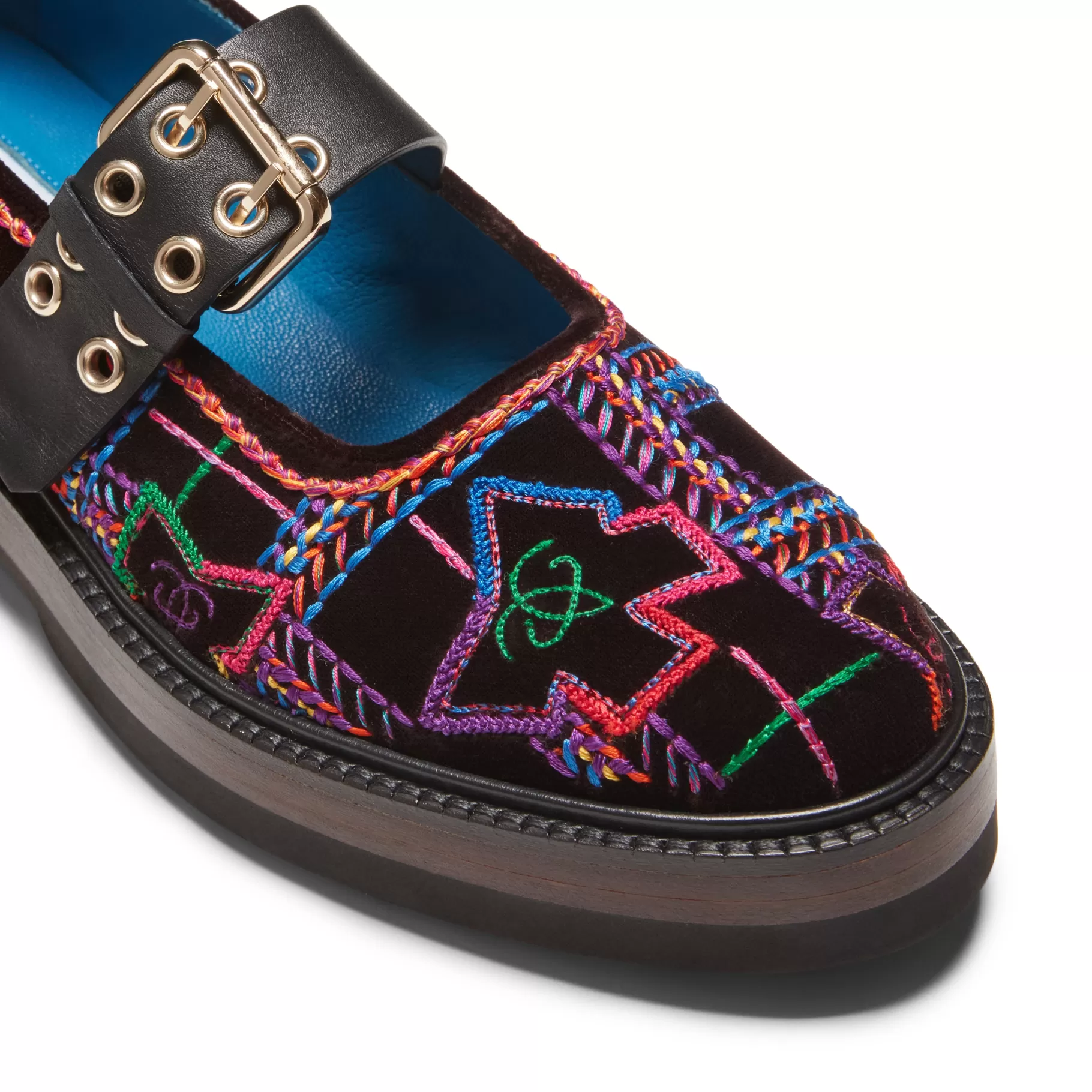 Sale Fratelli Rossetti Ballerina Brera Special Embroidery in velluto multicolor- Ebano