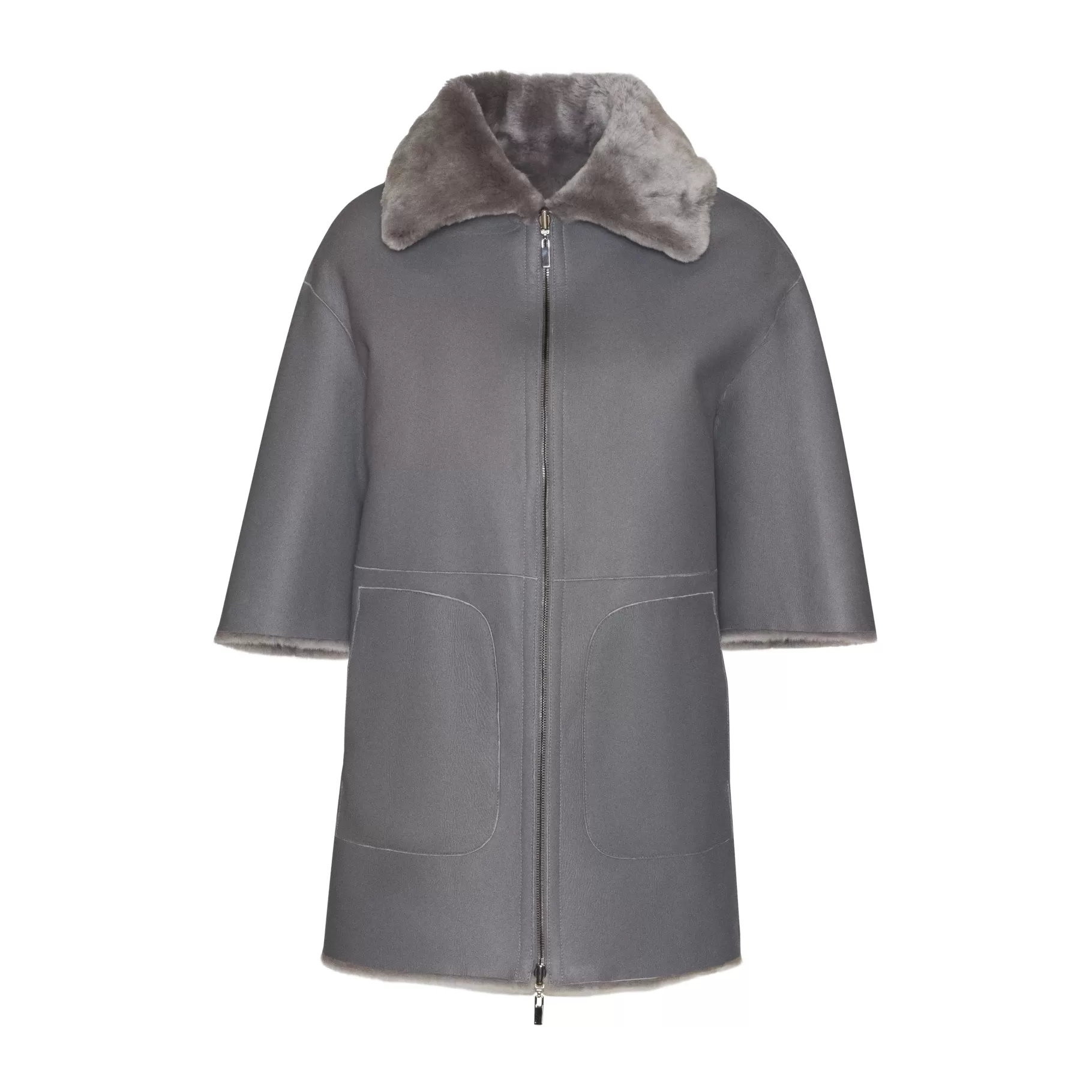 Cheap Fratelli Rossetti Blouson da donna in shearling colore grigio- Pietra