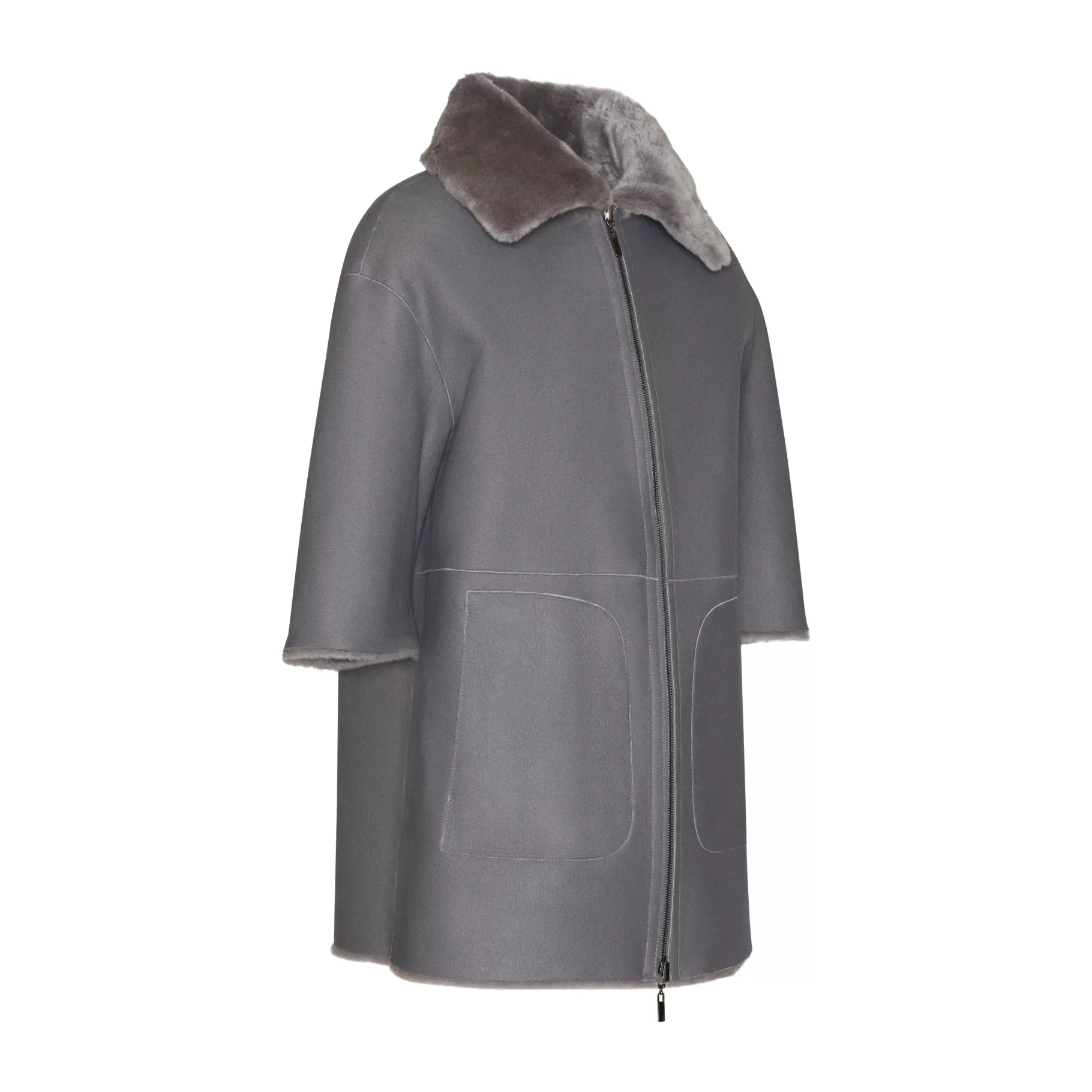 Cheap Fratelli Rossetti Blouson da donna in shearling colore grigio- Pietra