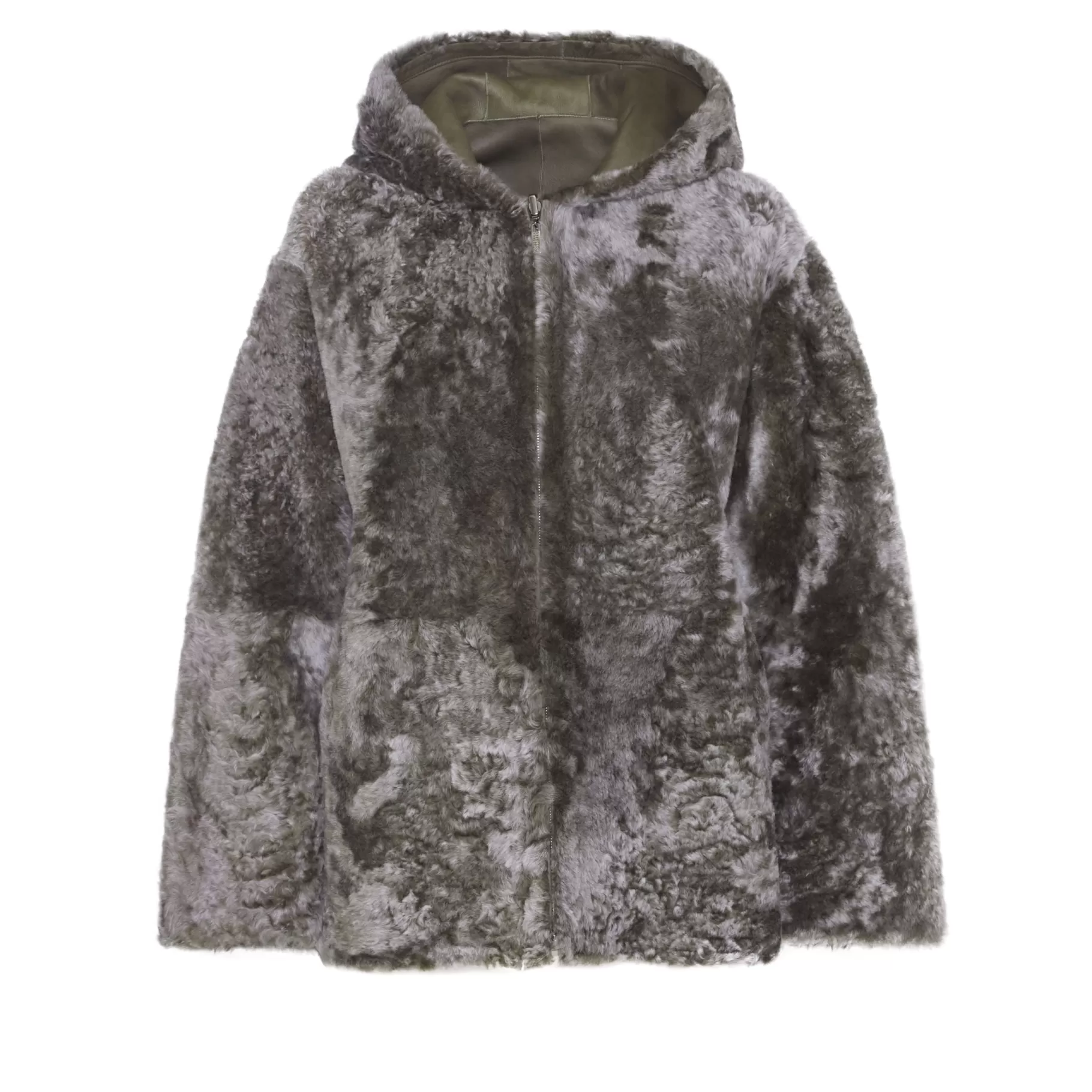 Clearance Fratelli Rossetti Blouson da donna reversibile in shearling colore cuoio- Oliva