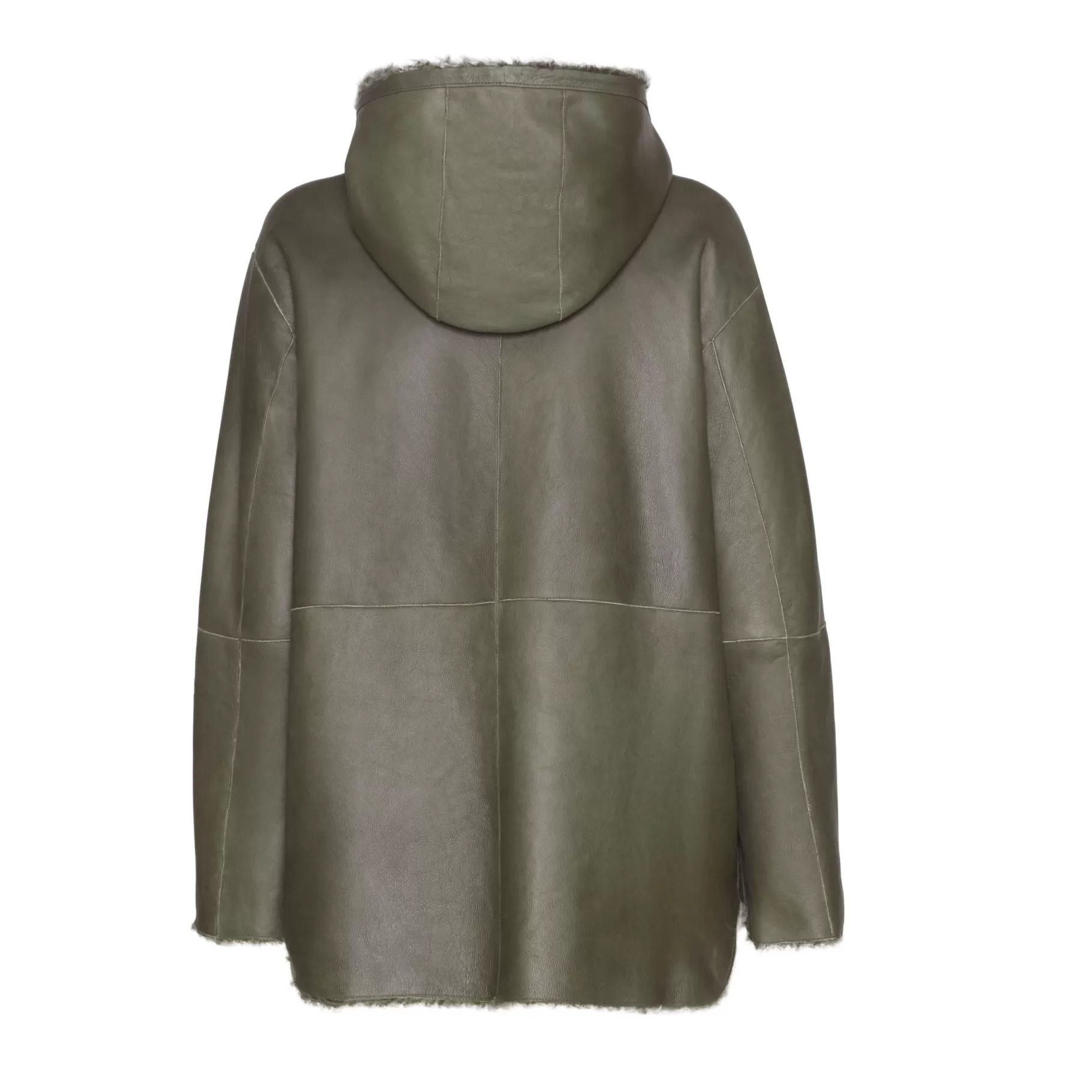 Clearance Fratelli Rossetti Blouson da donna reversibile in shearling colore cuoio- Oliva
