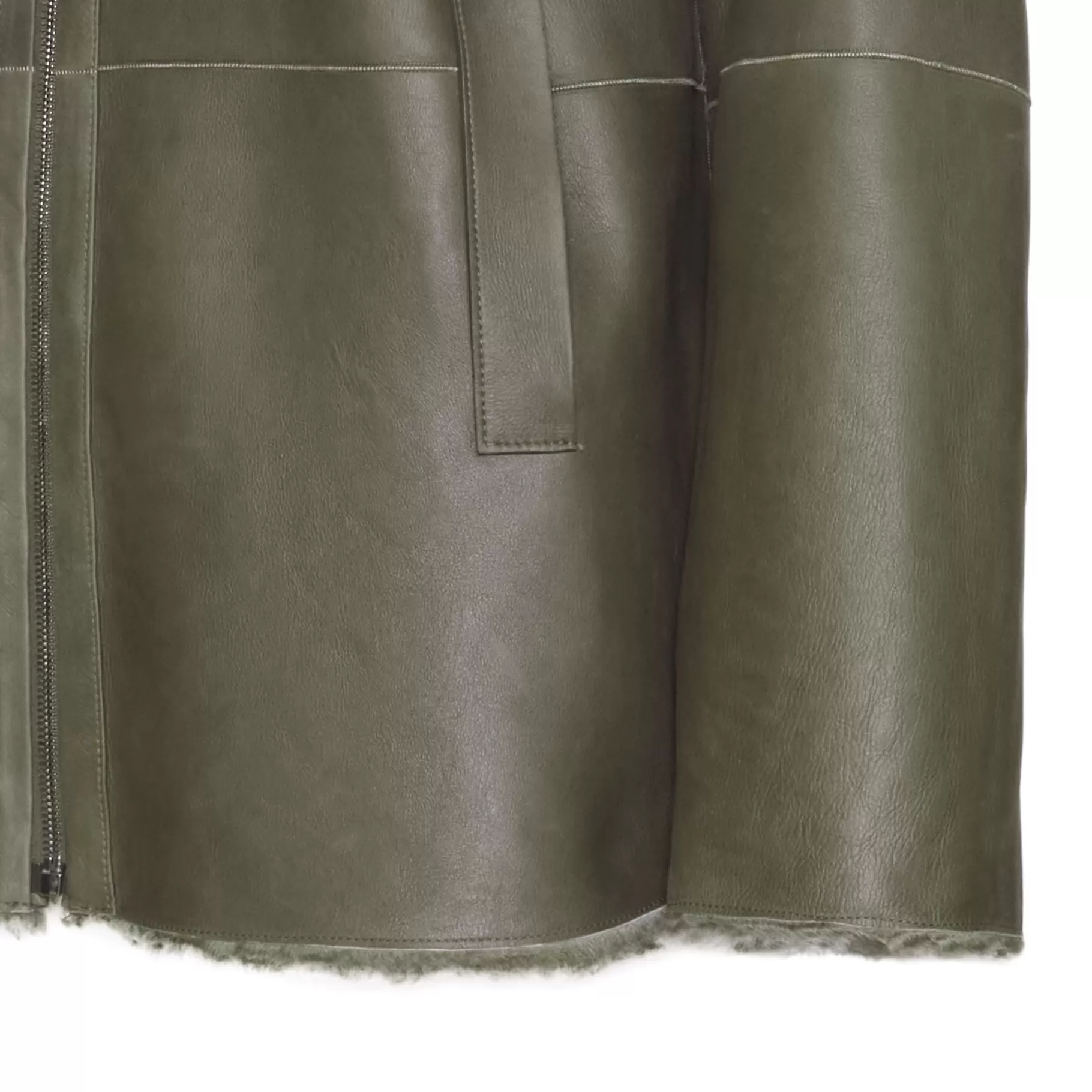 Clearance Fratelli Rossetti Blouson da donna reversibile in shearling colore cuoio- Oliva