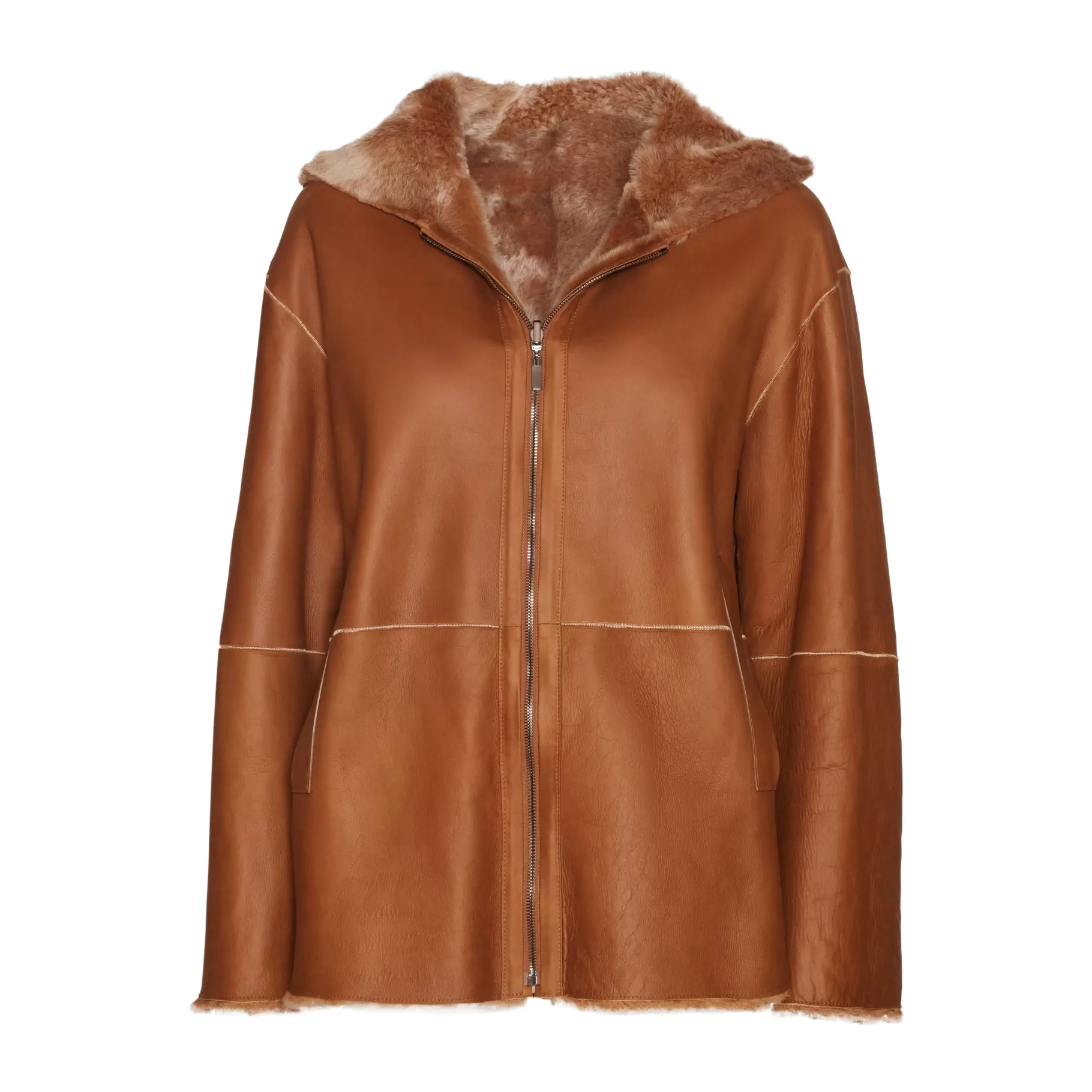 Cheap Fratelli Rossetti Blouson da donna reversibile in shearling colore verde- Cuoio