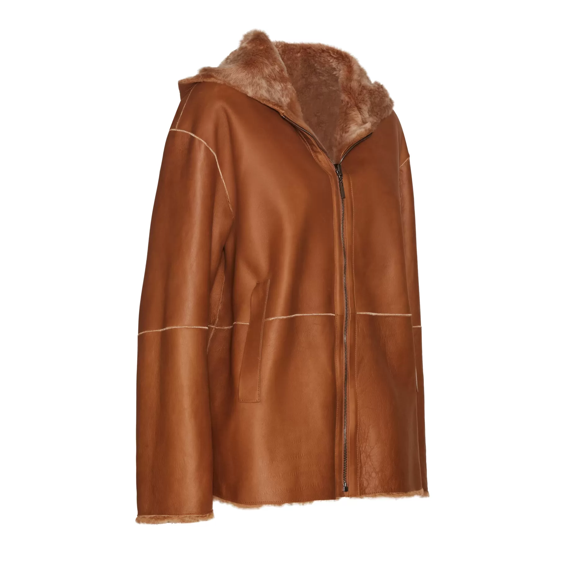 Cheap Fratelli Rossetti Blouson da donna reversibile in shearling colore verde- Cuoio