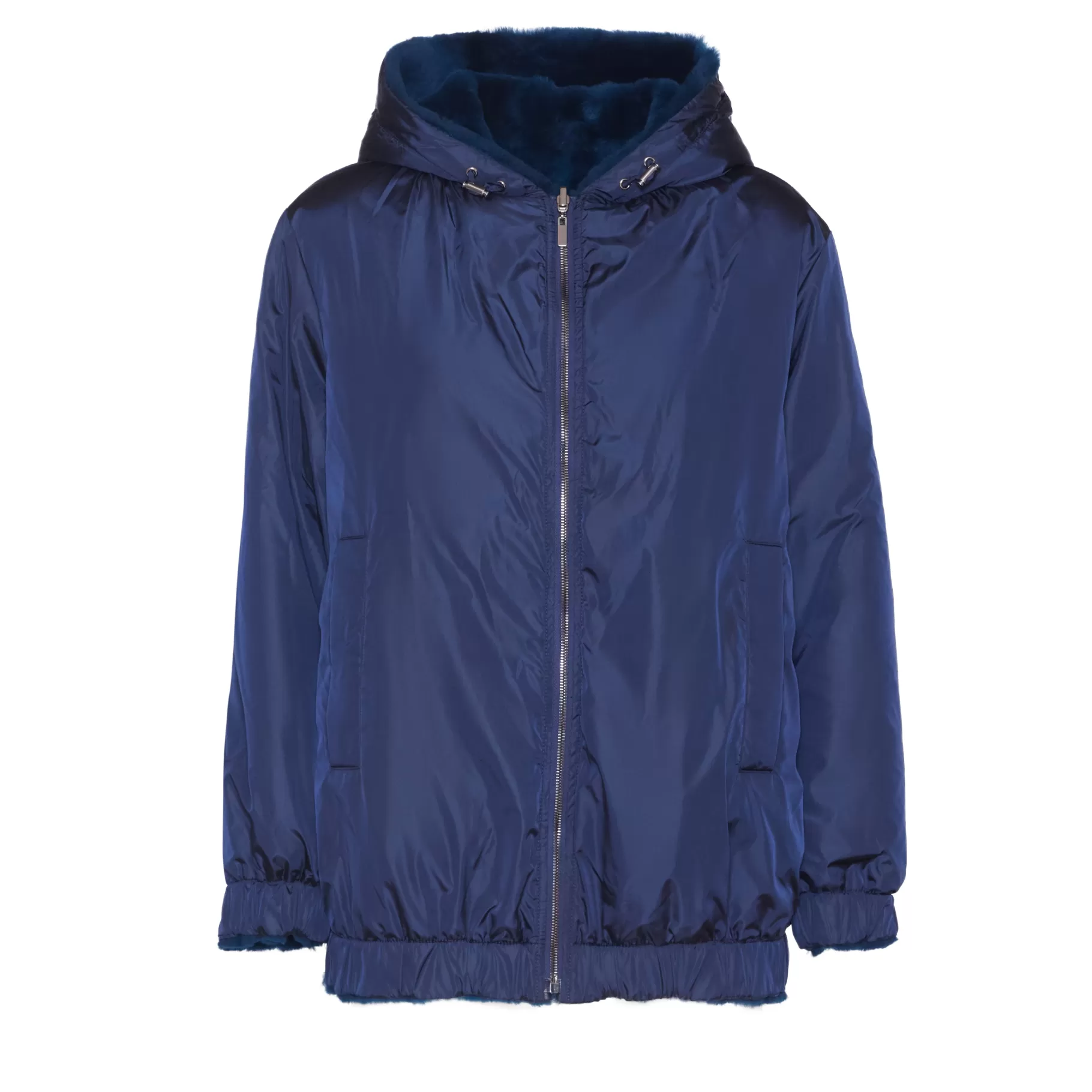 Discount Fratelli Rossetti Bomber da donna reversibile in shearling colore blu- Cobalto