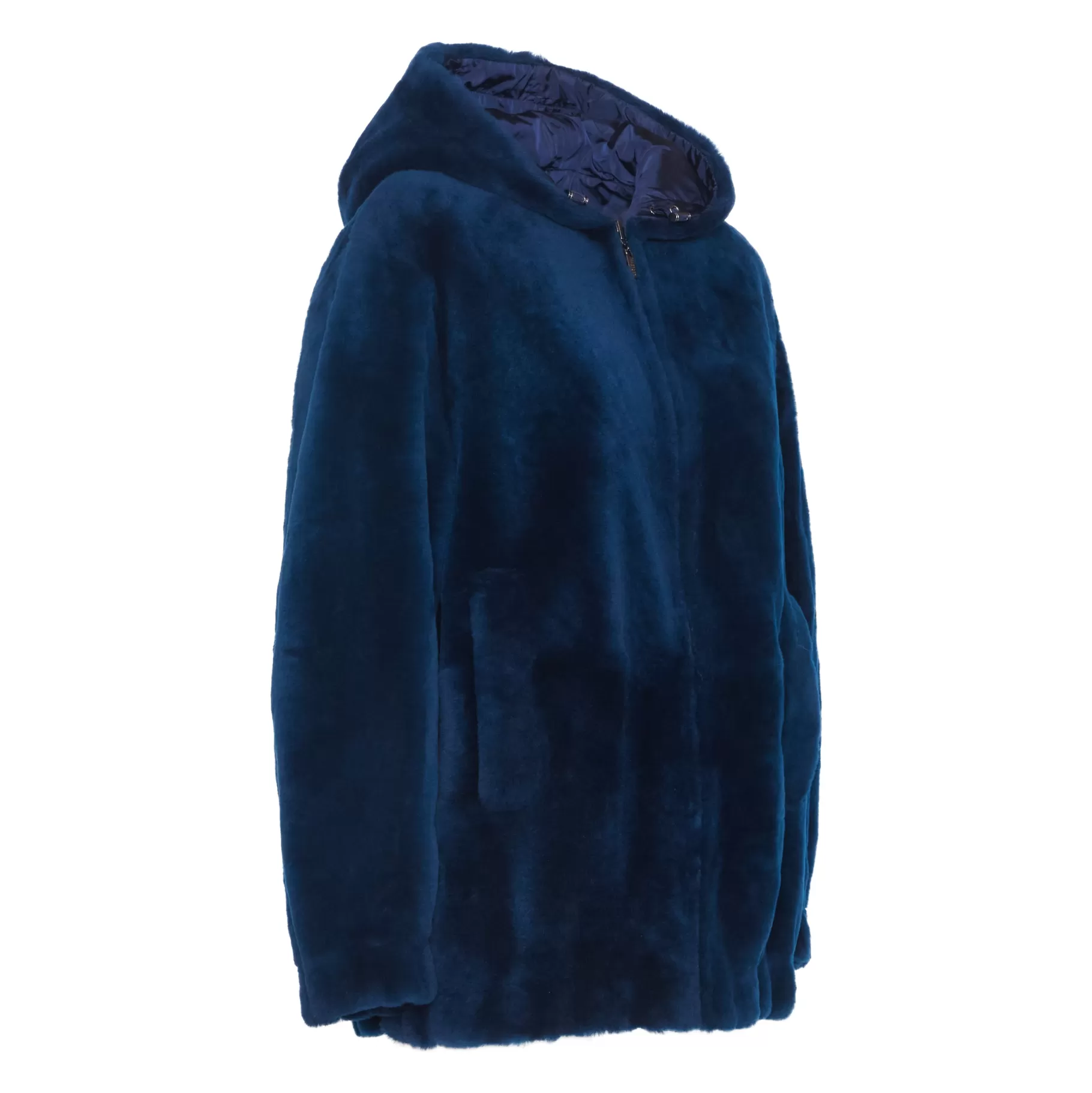 Discount Fratelli Rossetti Bomber da donna reversibile in shearling colore blu- Cobalto