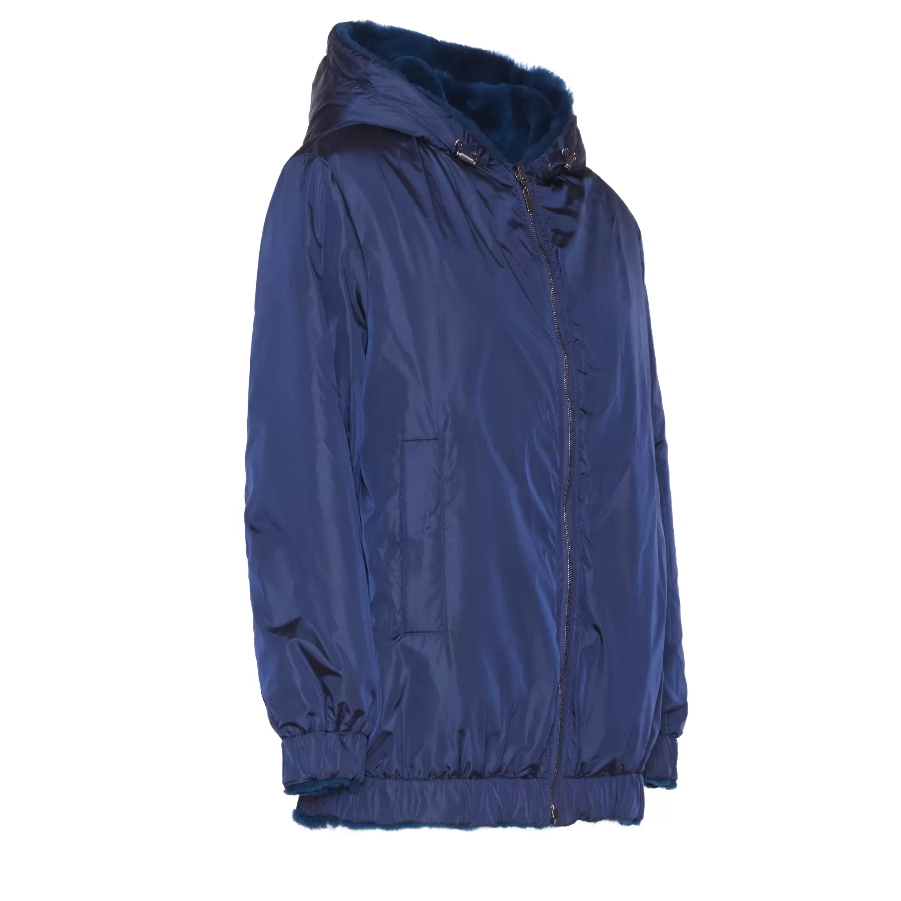 Discount Fratelli Rossetti Bomber da donna reversibile in shearling colore blu- Cobalto