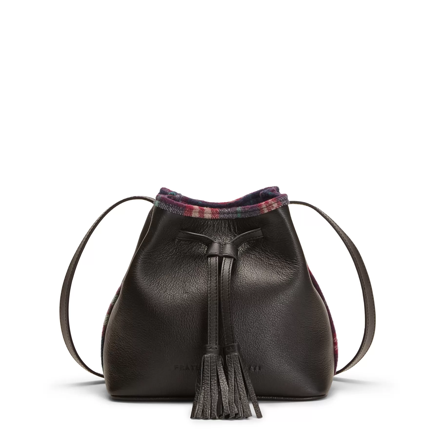 Outlet Fratelli Rossetti Bucket bag in pelle e tessuto colore nero-