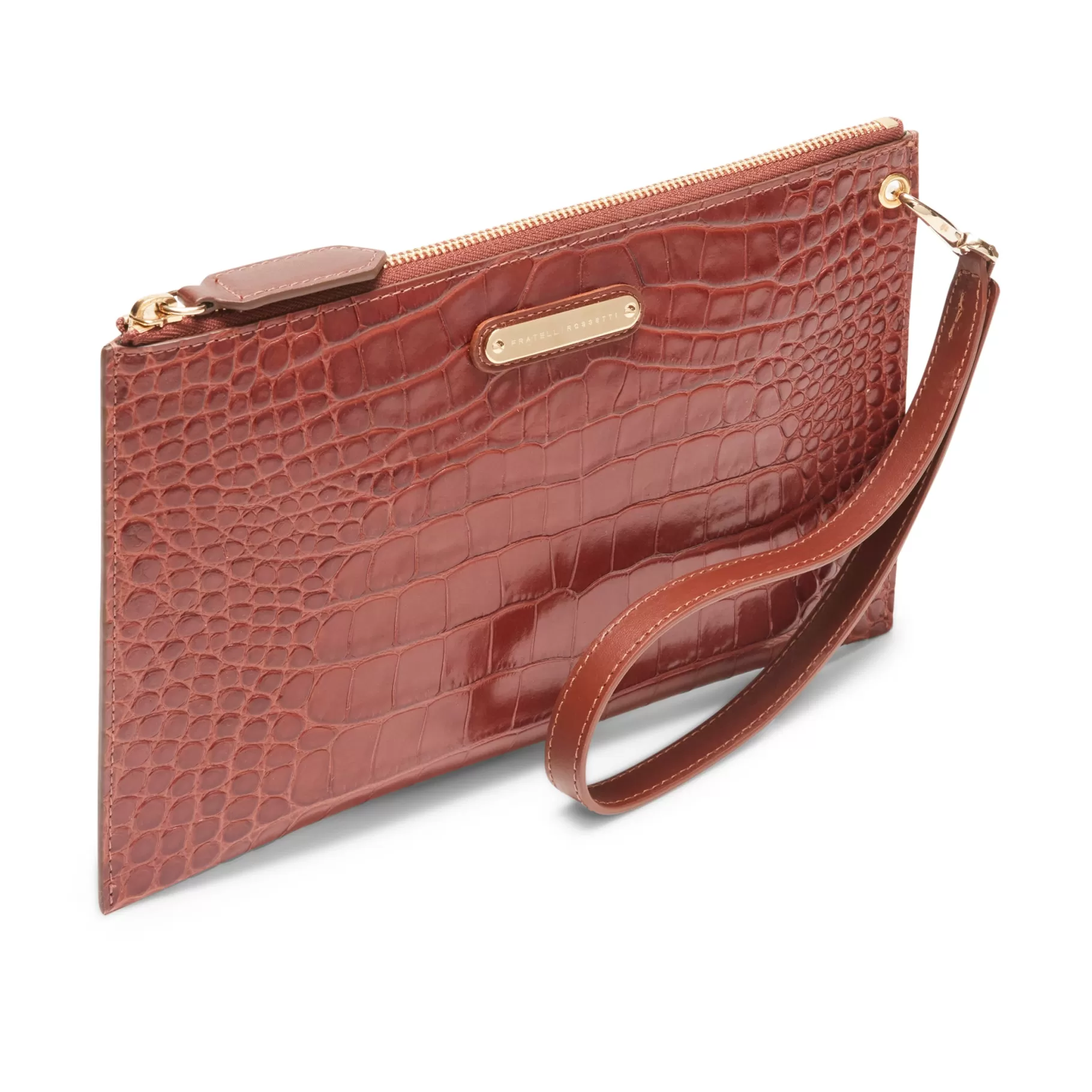 Flash Sale Fratelli Rossetti Bustina donna in pelle colore cognac-