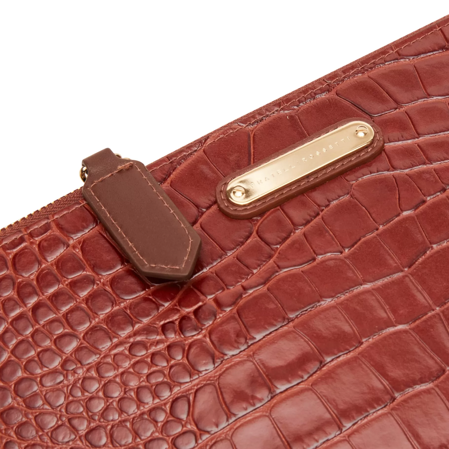 Flash Sale Fratelli Rossetti Bustina donna in pelle colore cognac-