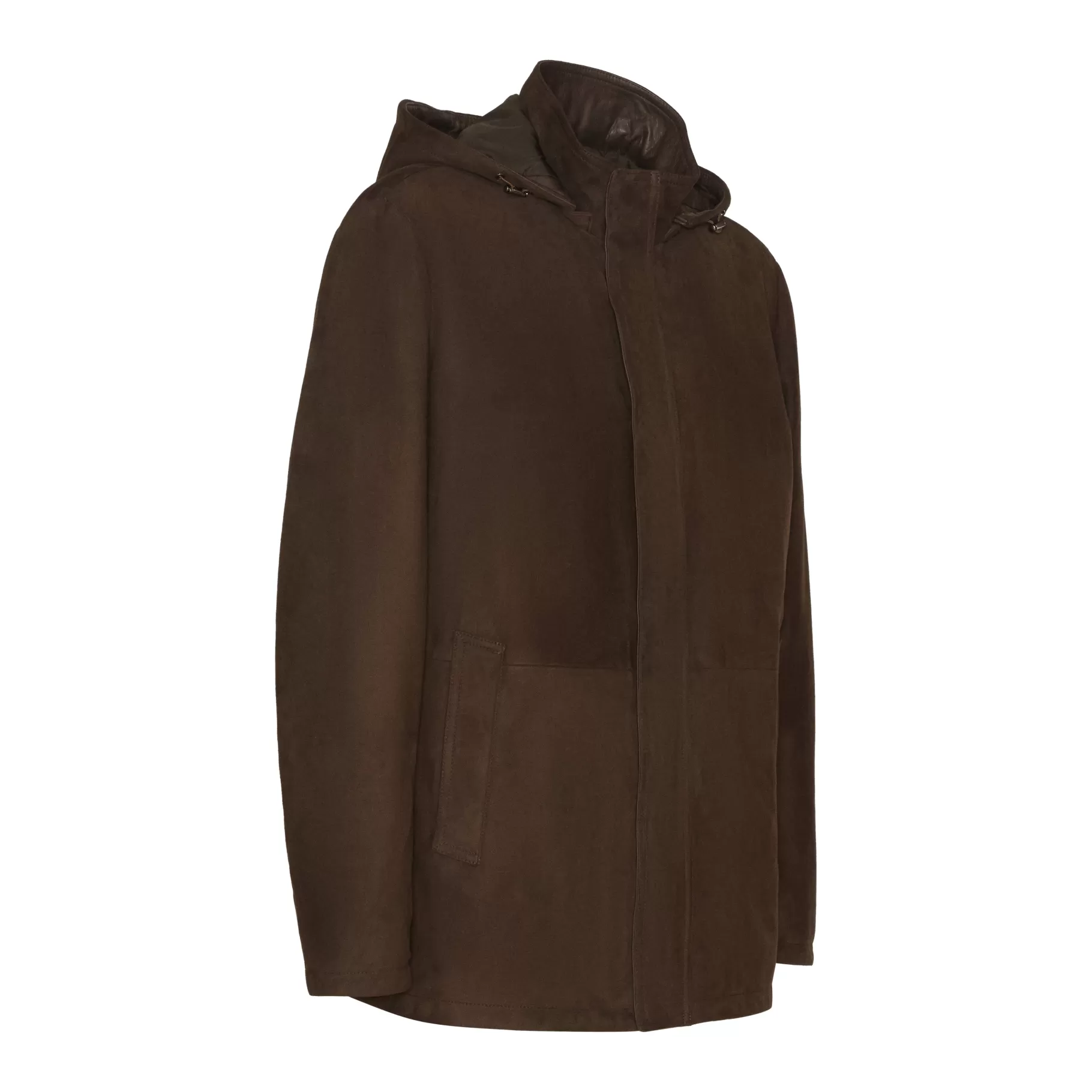 Shop Fratelli Rossetti Caban da uomo in suede colore - Marrone