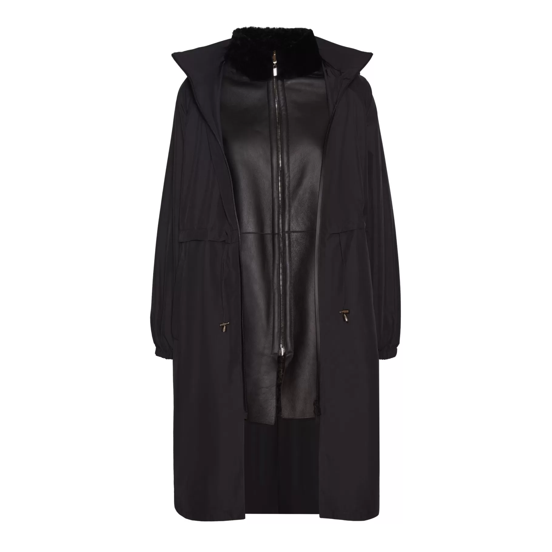 Fashion Fratelli Rossetti Cappotto da donna combinato nylon e shearling reversibile colore - Nero