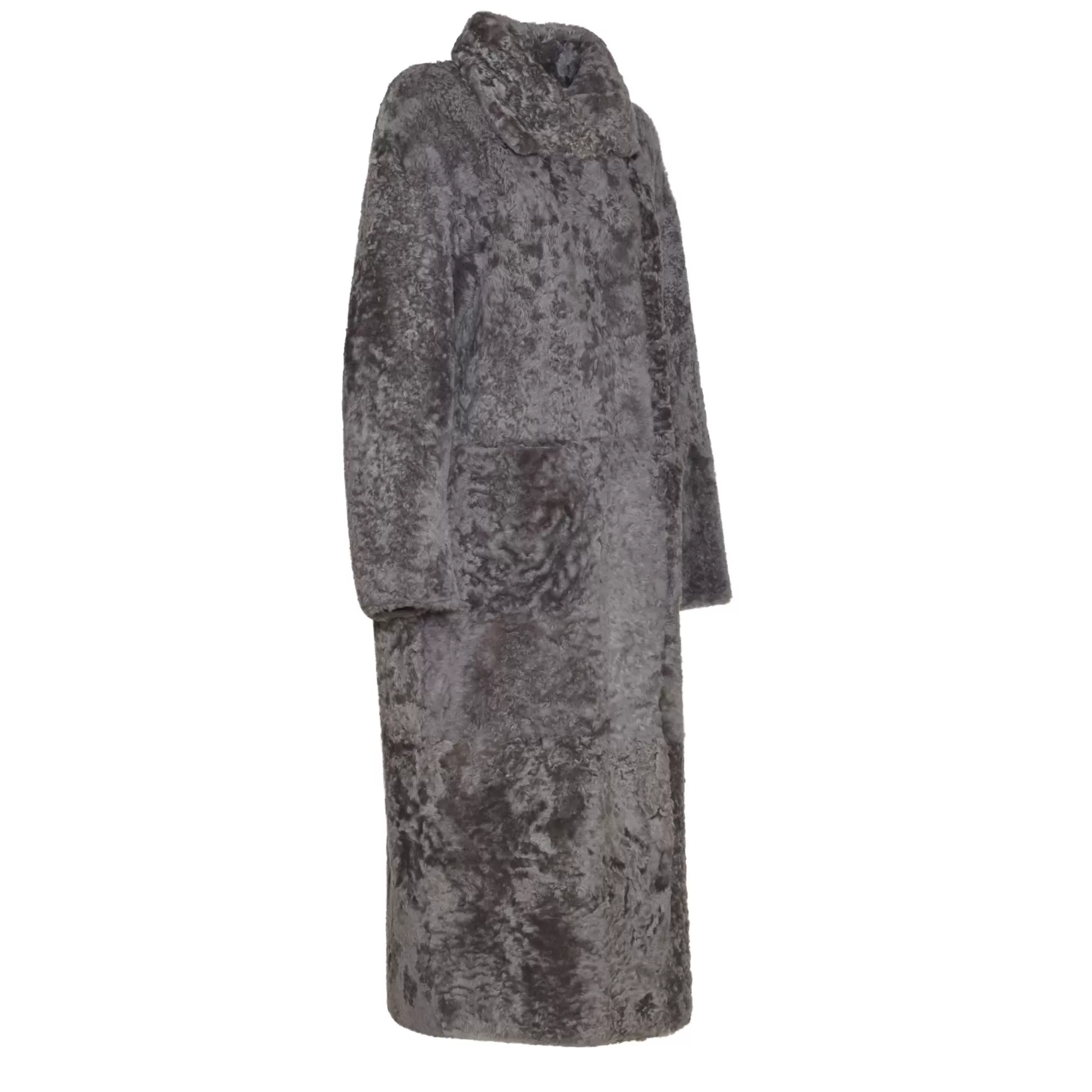 Shop Fratelli Rossetti Cappotto da donna in shearling colore grigio- Pietra