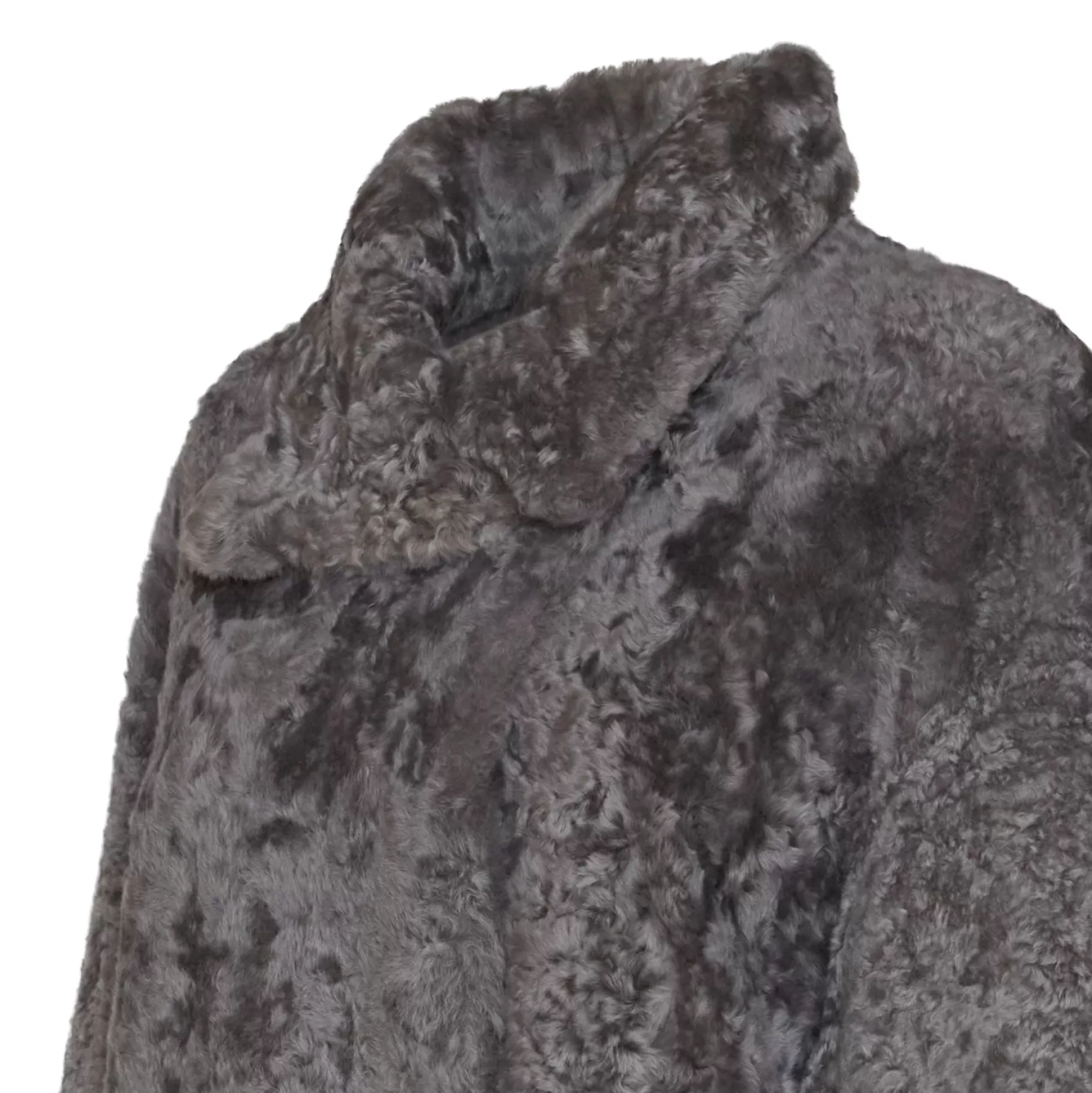 Shop Fratelli Rossetti Cappotto da donna in shearling colore grigio- Pietra