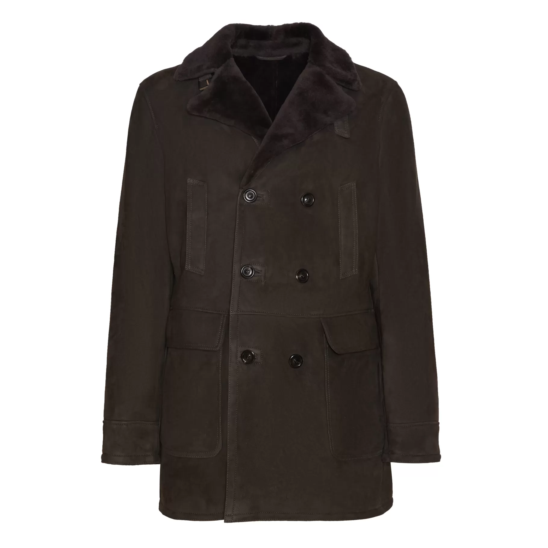 Best Sale Fratelli Rossetti Cappotto da uomo in shearling colore marrone- Castagna