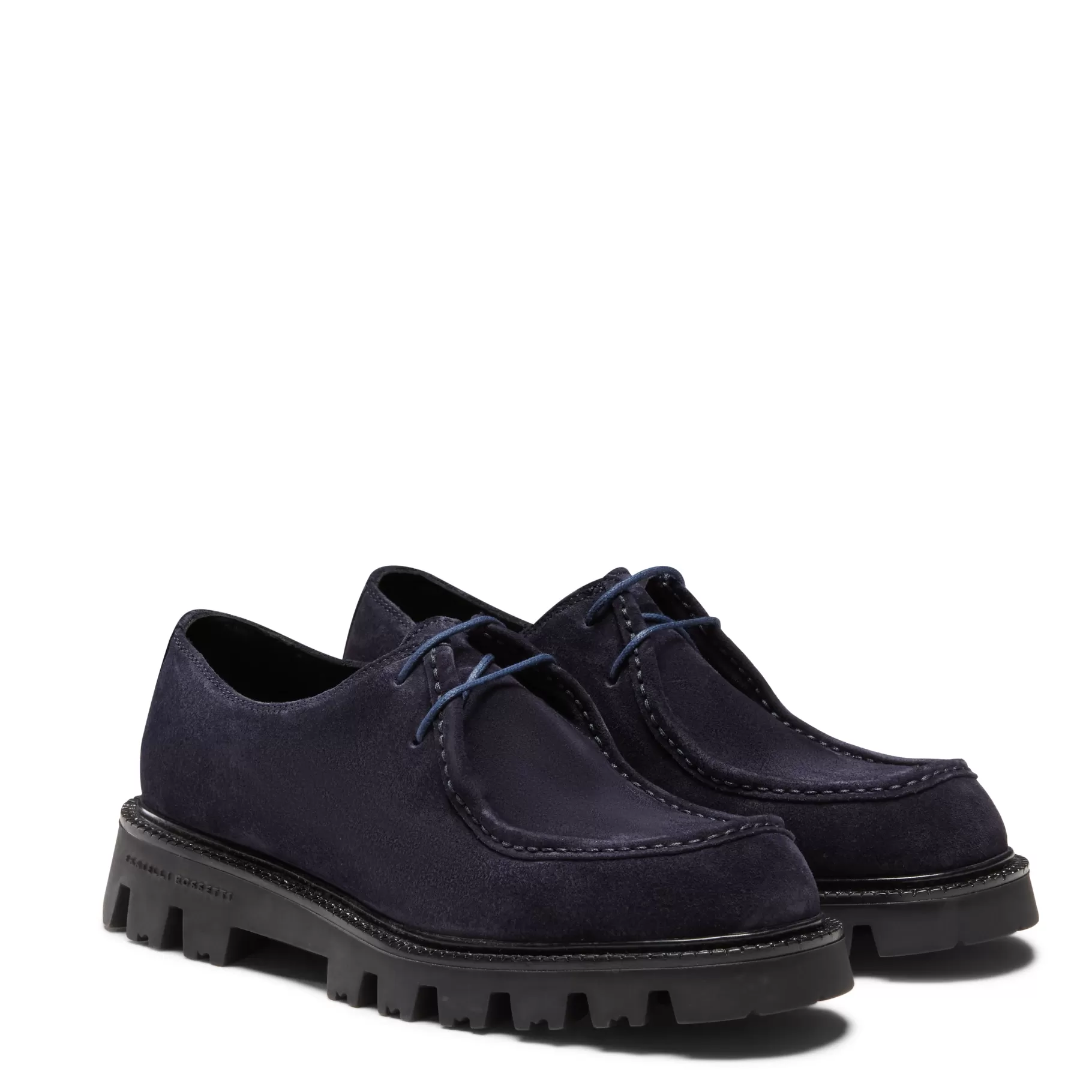 Shop Fratelli Rossetti Derby in suede colore blu - Navy