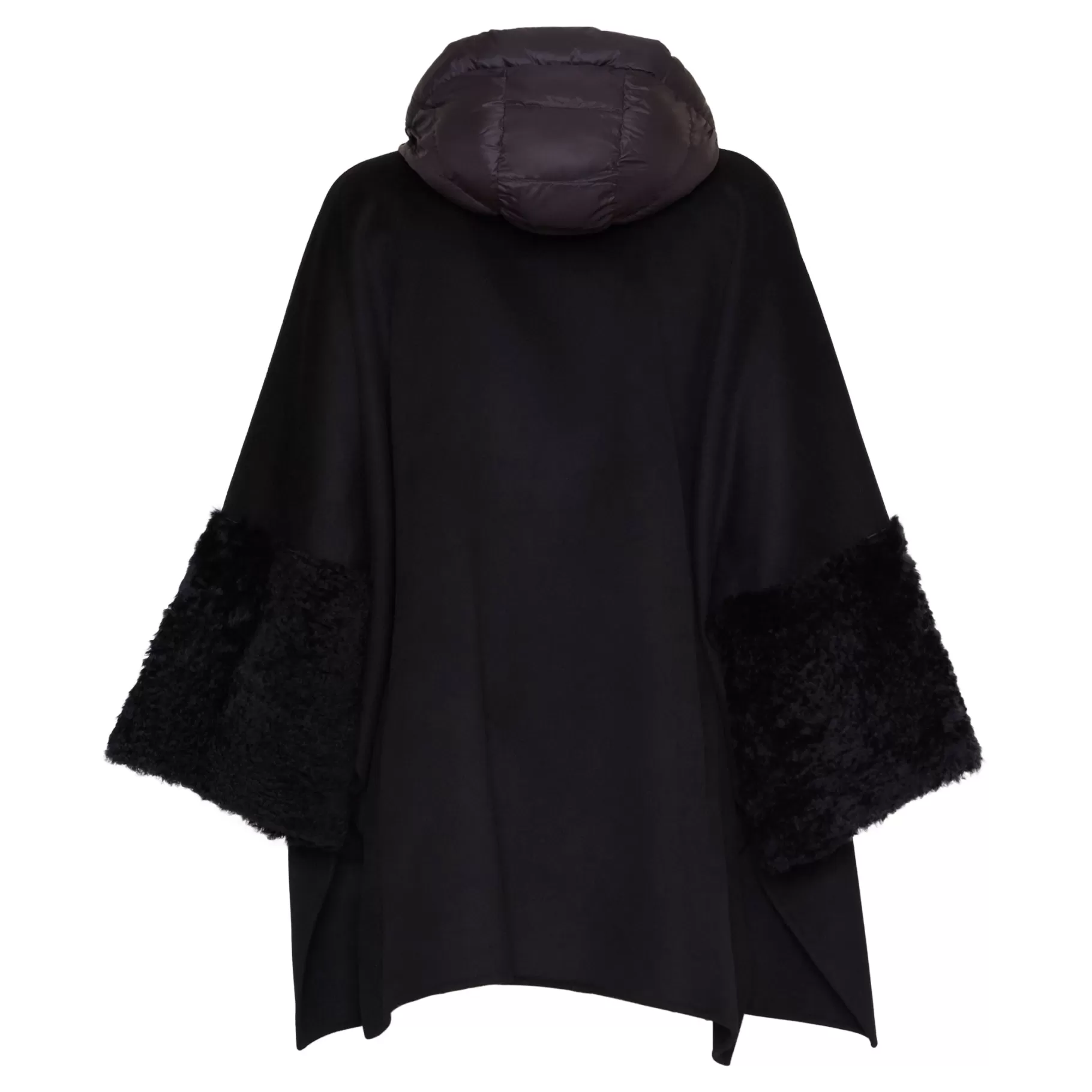 Clearance Fratelli Rossetti Mantella da donna in lana e shearling colore beige- Nero