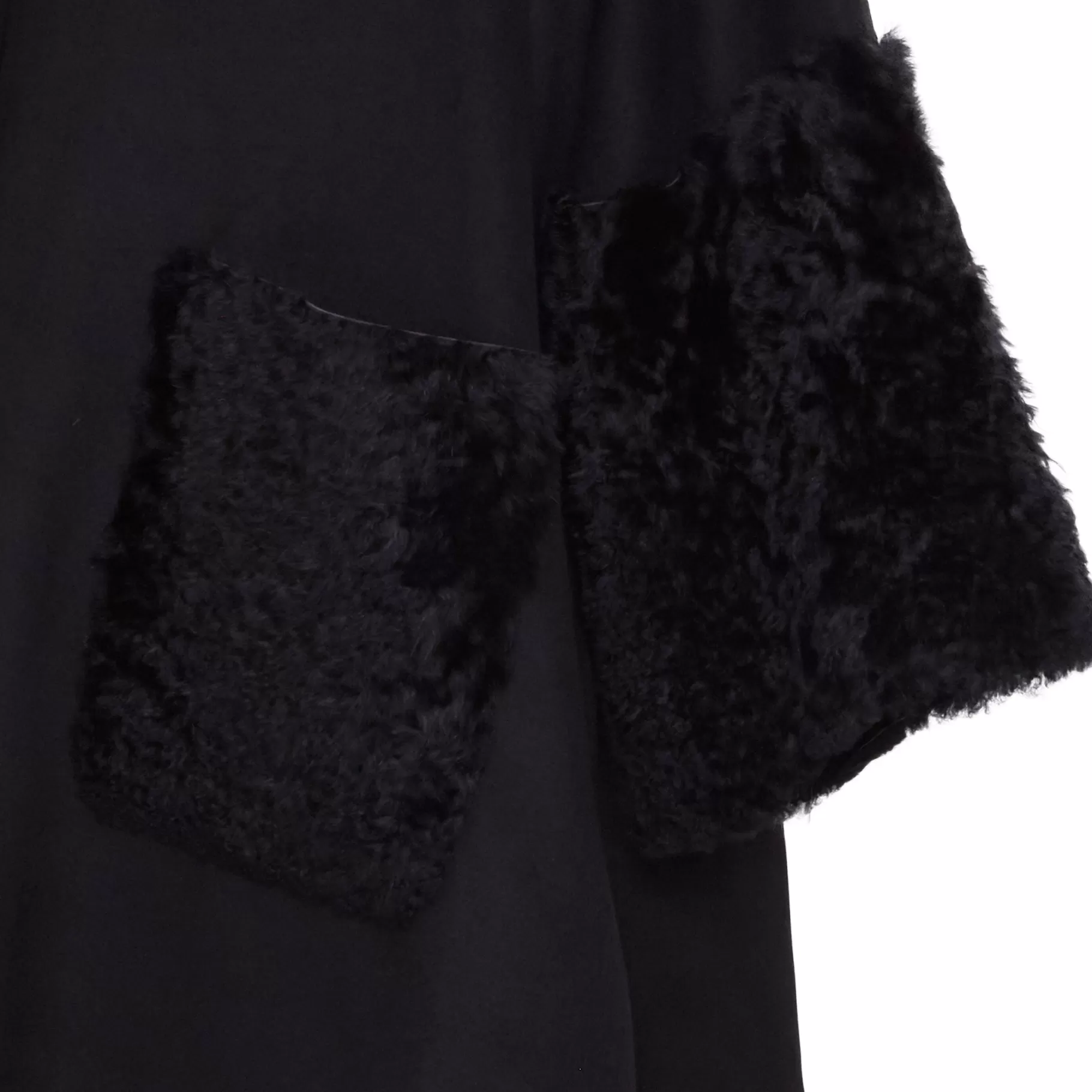 Clearance Fratelli Rossetti Mantella da donna in lana e shearling colore beige- Nero