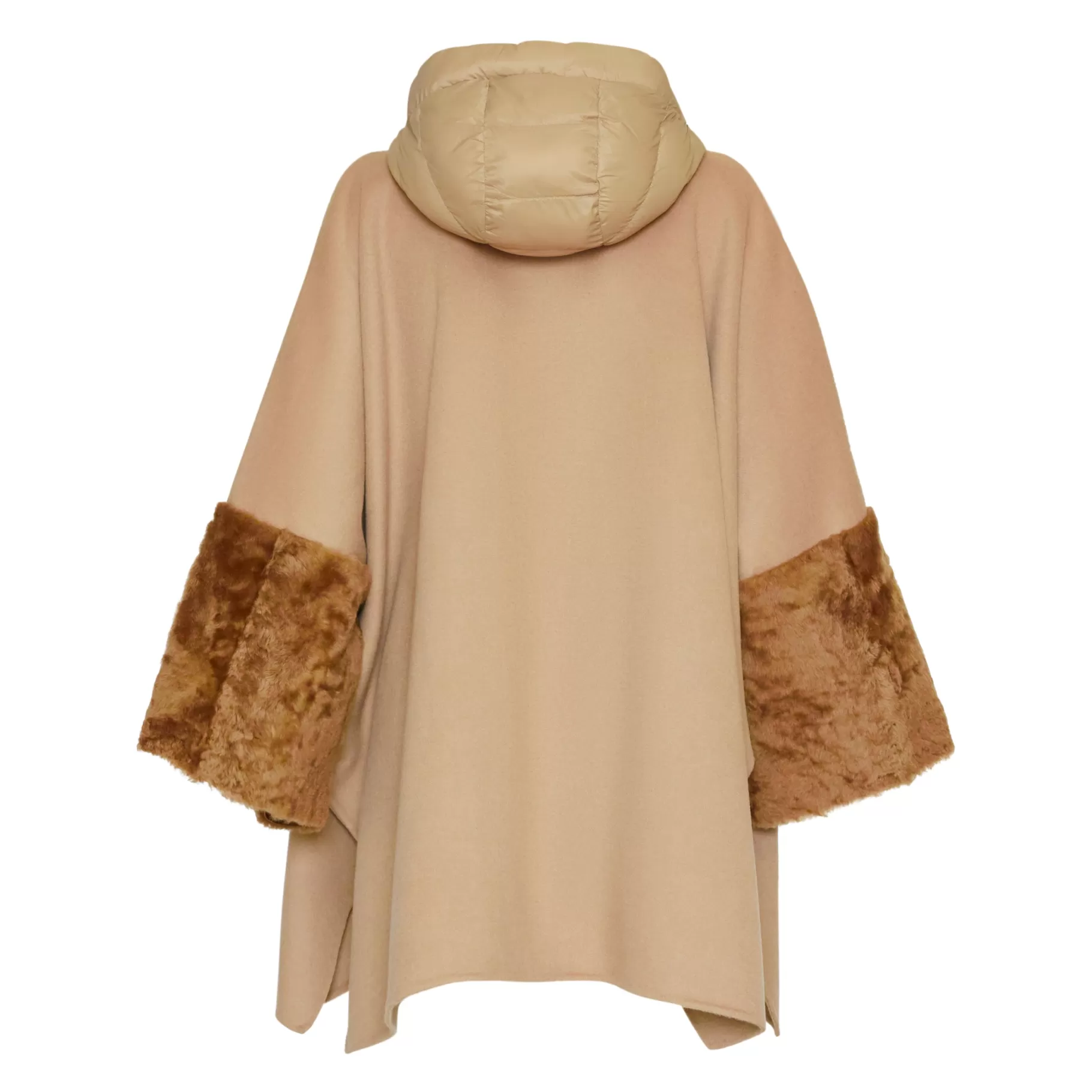 Discount Fratelli Rossetti Mantella da donna in lana e shearling colore nero- Beige