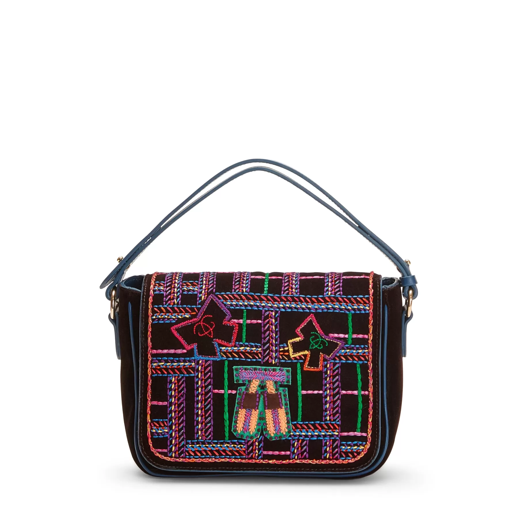 Hot Fratelli Rossetti Mini shoulder bag in velluto ricamato colore ebano-
