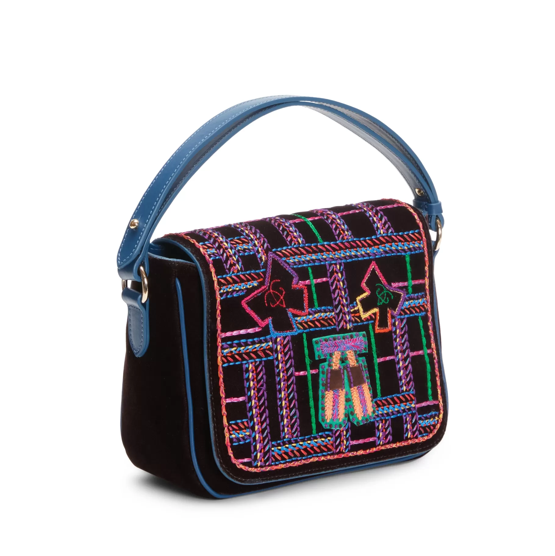 Hot Fratelli Rossetti Mini shoulder bag in velluto ricamato colore ebano-