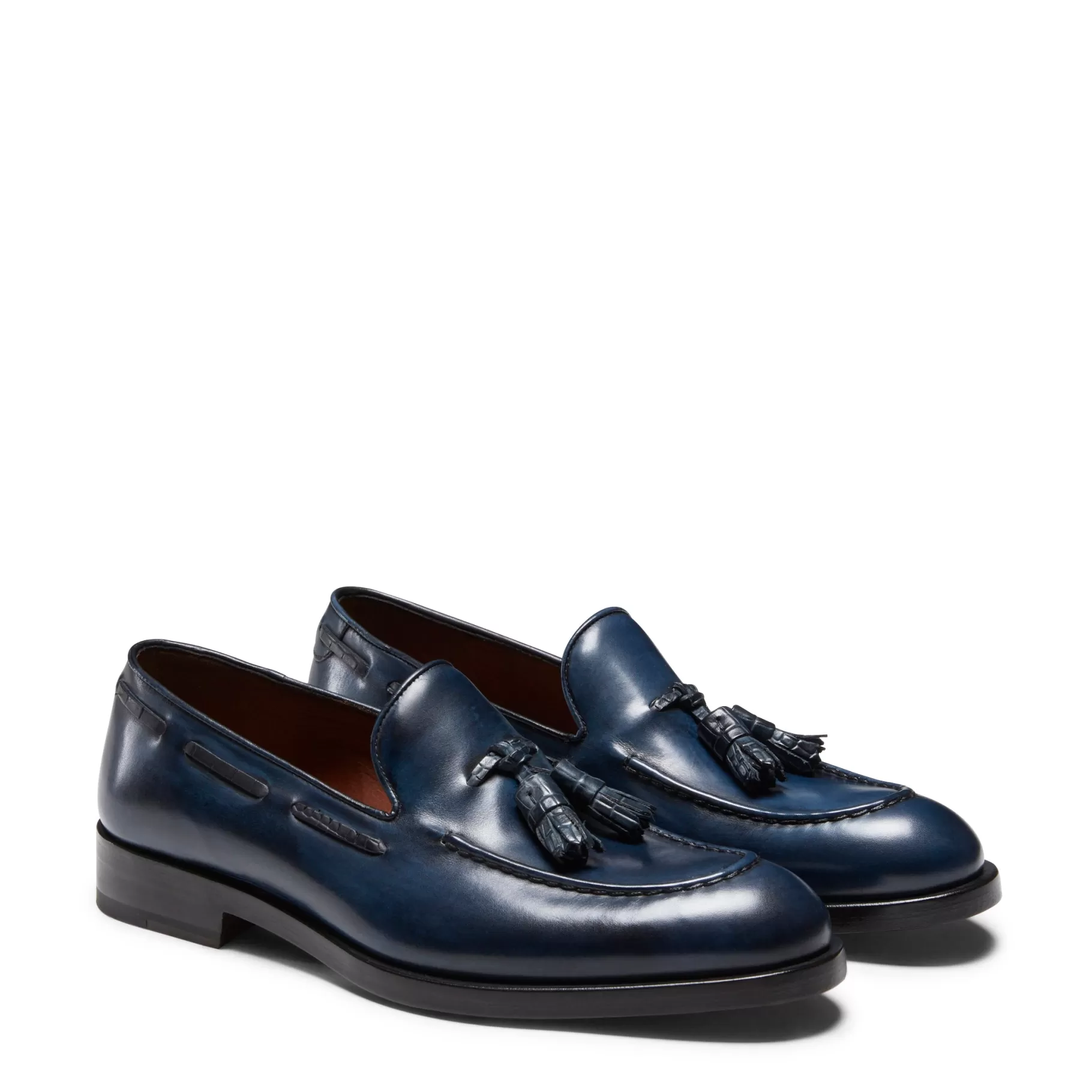 Outlet Fratelli Rossetti Mocassino Brera in pelle colore blu - Marine