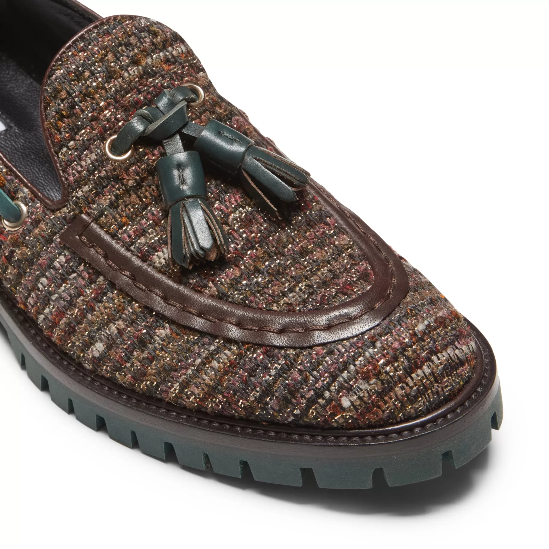 Hot Fratelli Rossetti Mocassino Brera in tessuto colore marrone- Marrone/oro