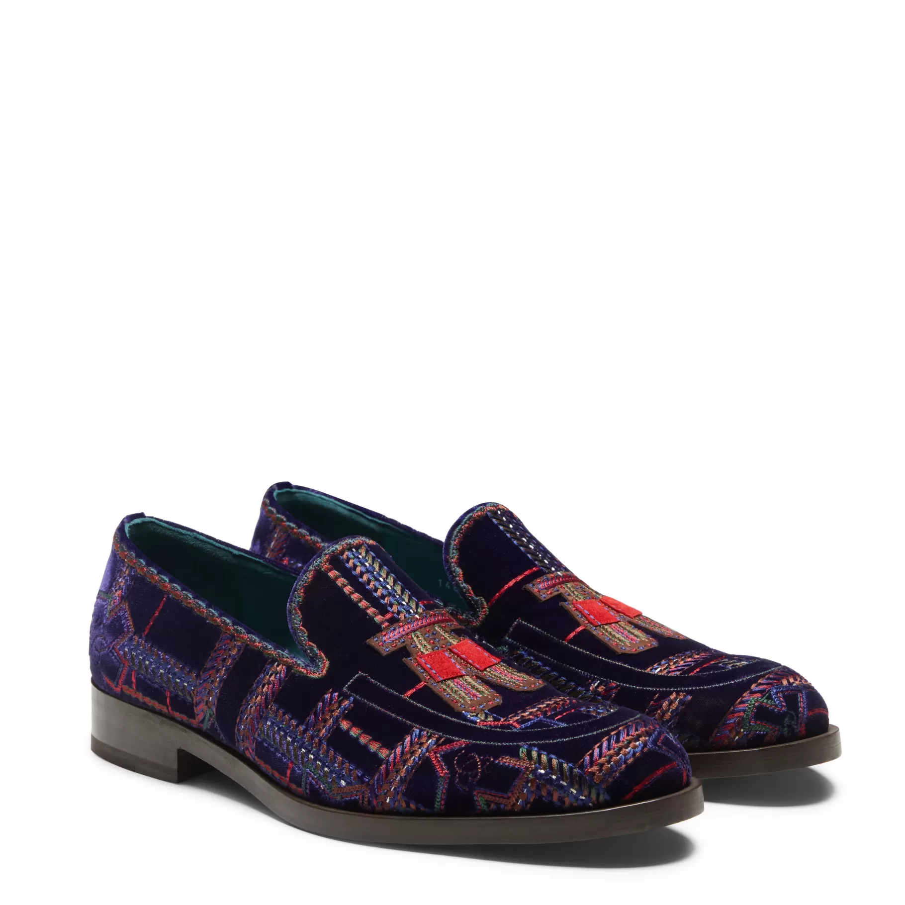 New Fratelli Rossetti Mocassino Brera Special Embroidery in velluto multicolor- Ametista