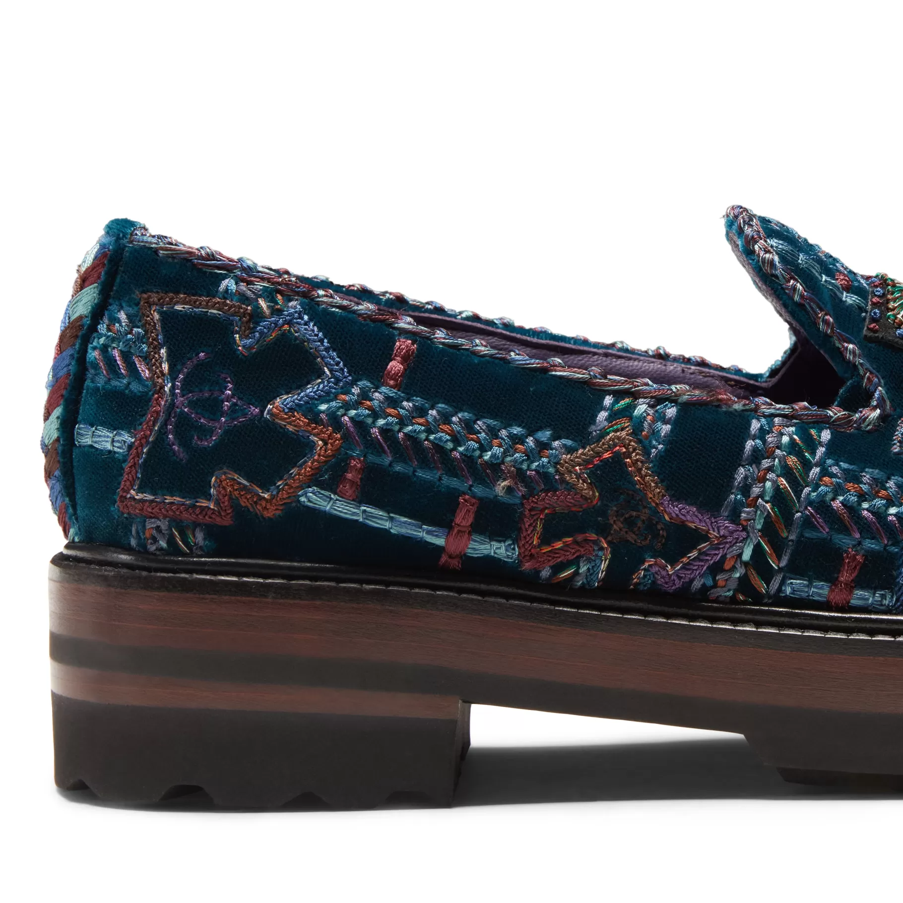 Best Sale Fratelli Rossetti Mocassino Brera Special Embroidery in velluto multicolor- Petrolio