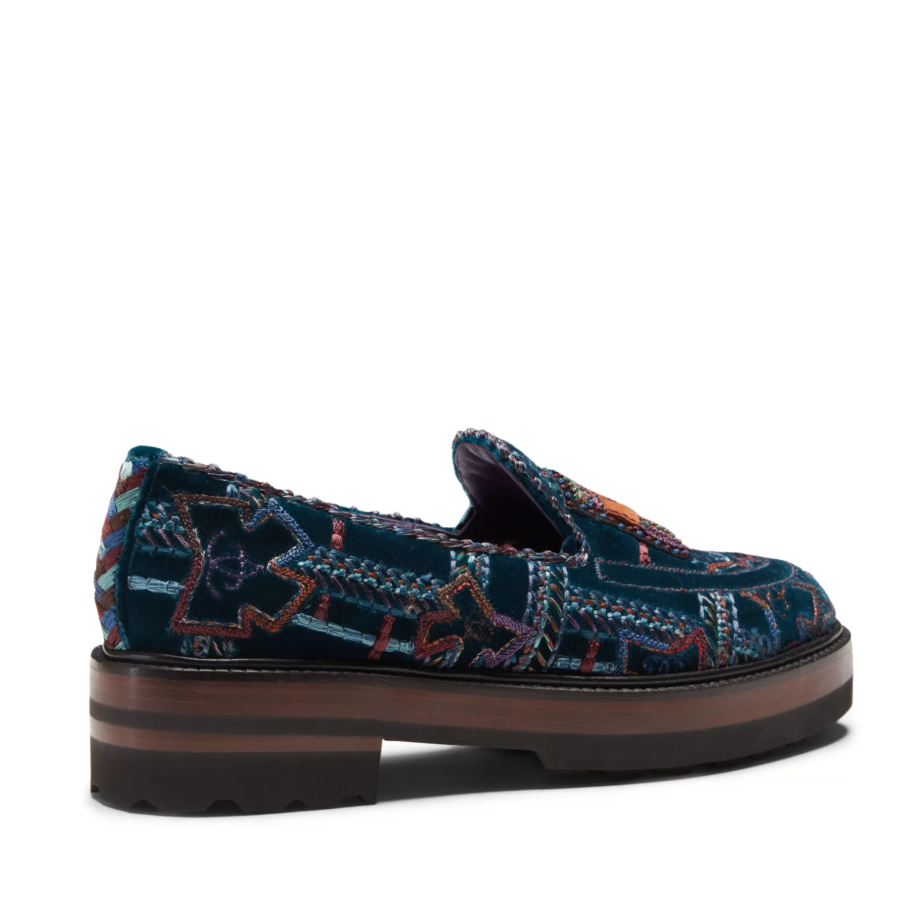 Best Sale Fratelli Rossetti Mocassino Brera Special Embroidery in velluto multicolor- Petrolio