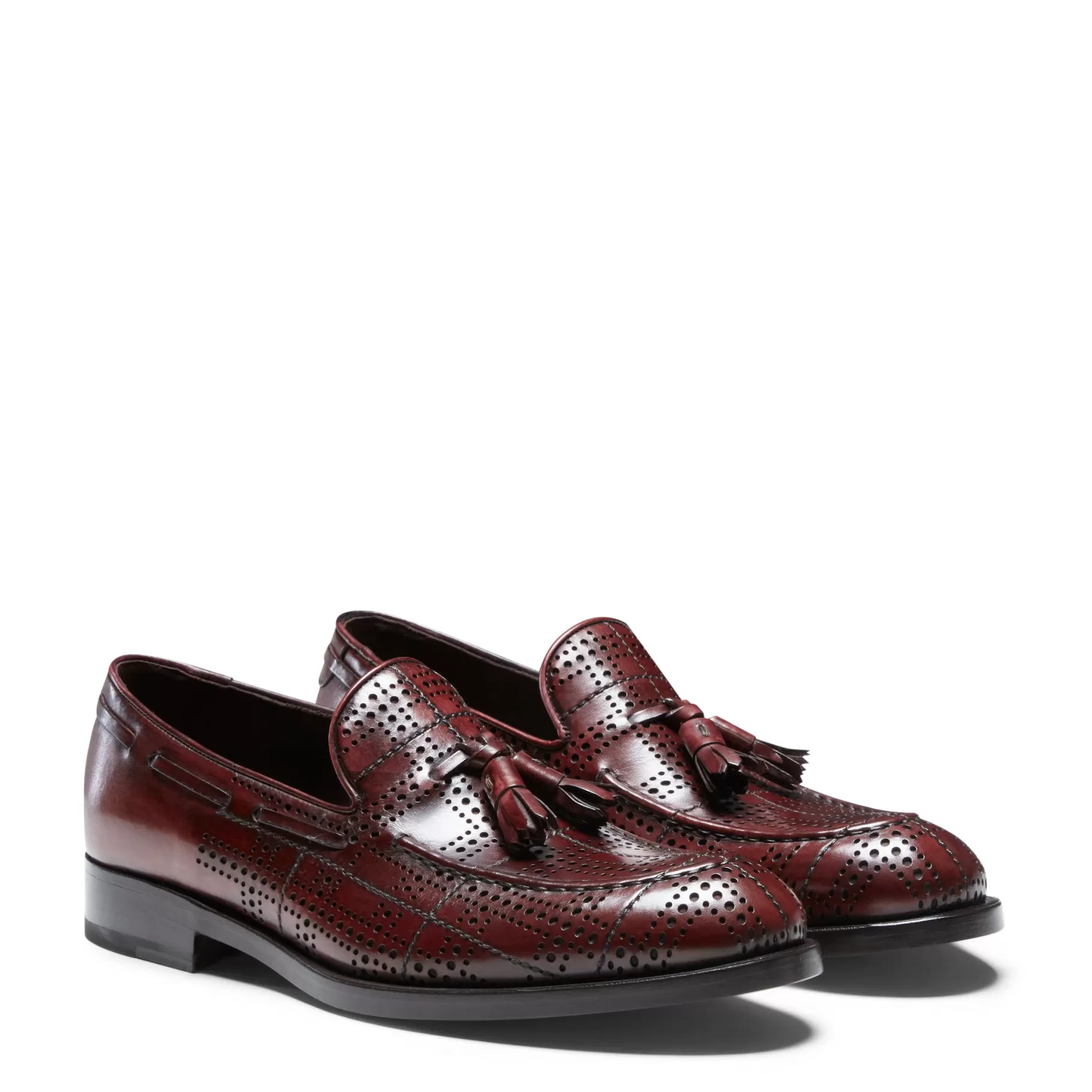 Discount Fratelli Rossetti Mocassino Brera Tartan in pelle colore - Granata