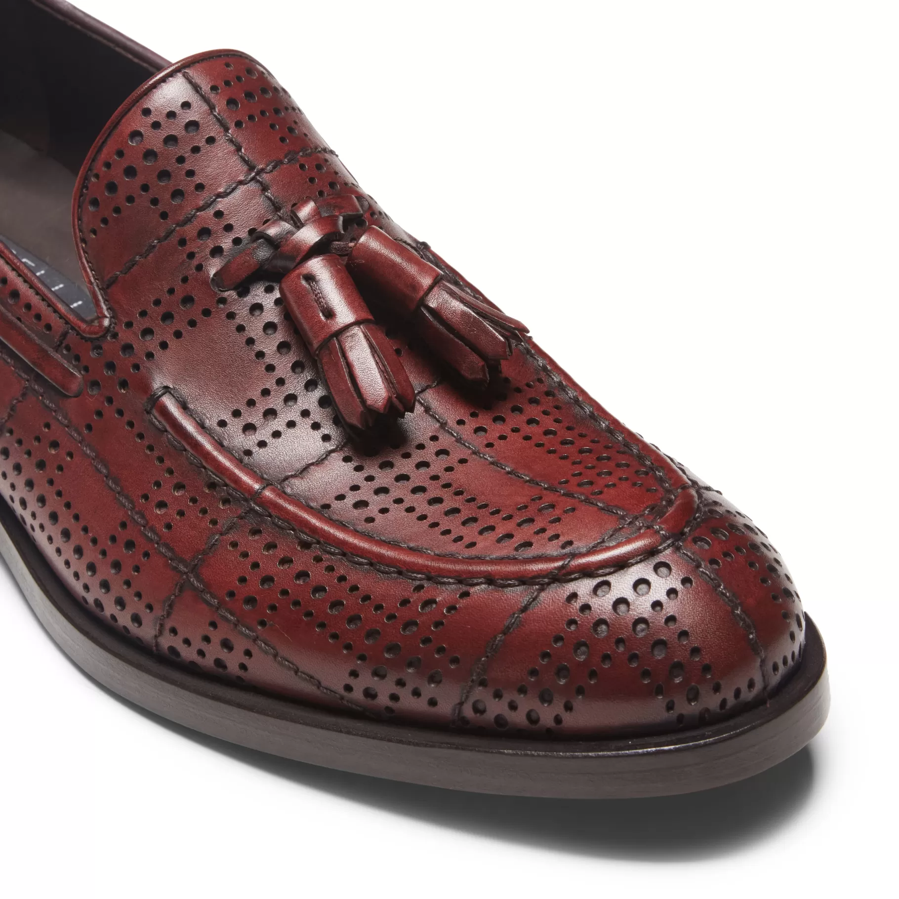 Discount Fratelli Rossetti Mocassino Brera Tartan in pelle colore - Granata