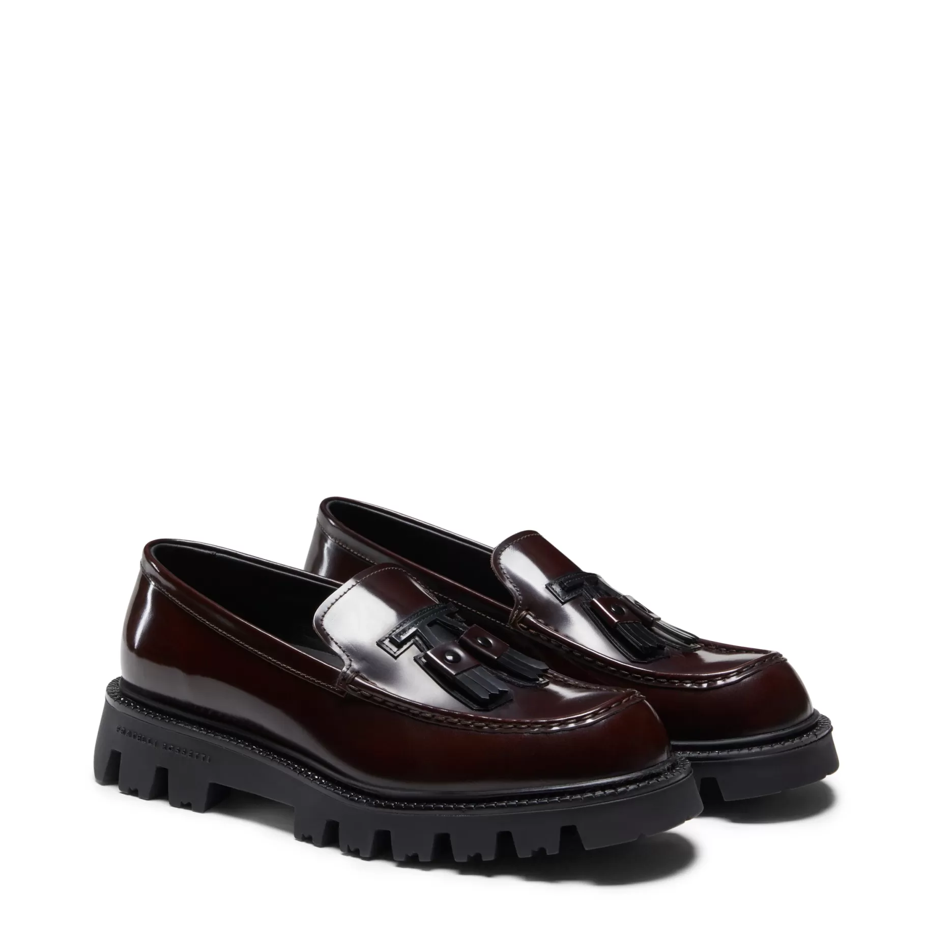 New Fratelli Rossetti Mocassino Fiocchetto Patch Registered Design in pelle colore - Bordeaux