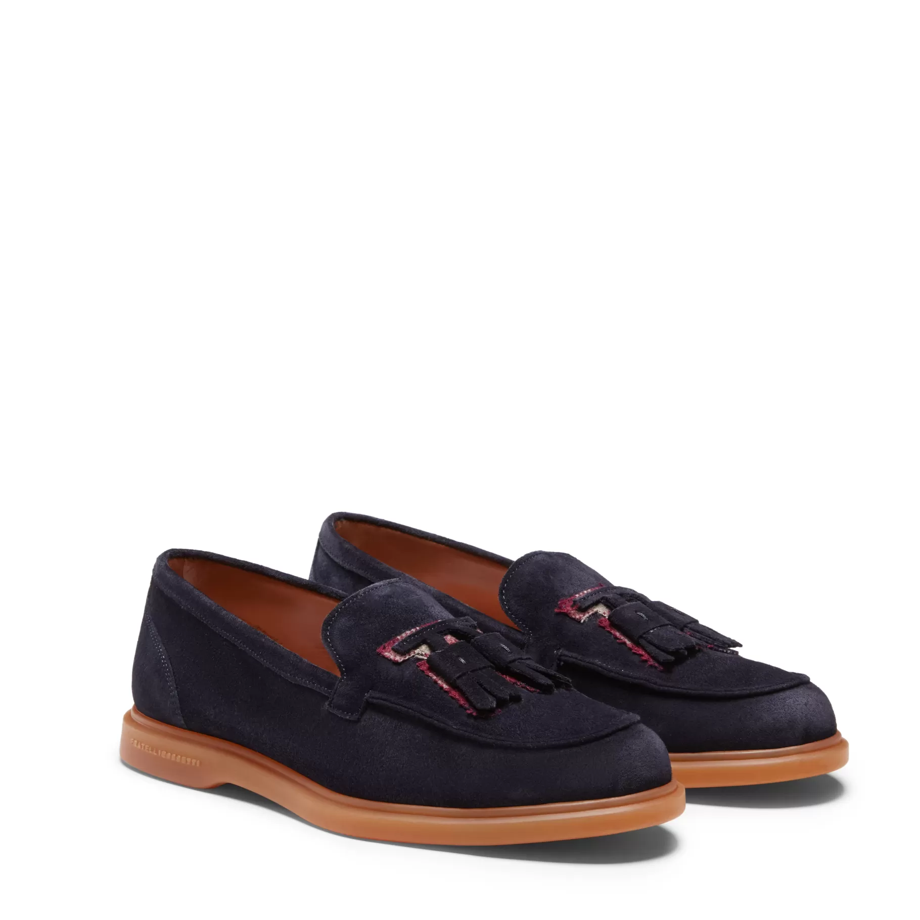 Fashion Fratelli Rossetti Mocassino Fiocchetto Patch Registered Design in suede colore blu- Navy