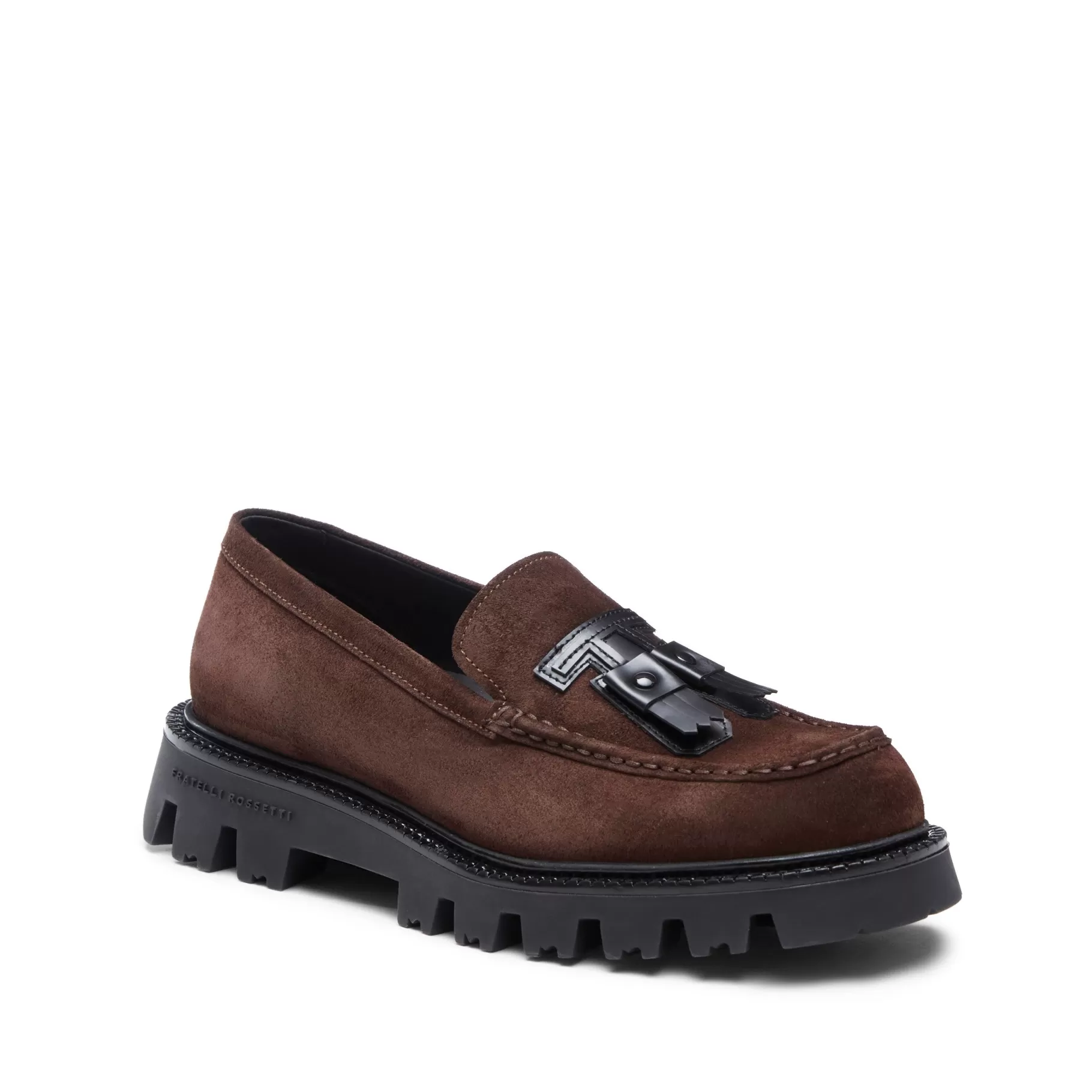 Hot Fratelli Rossetti Mocassino Fiocchetto Patch Registered Design in suede colore cuoio- Cacao