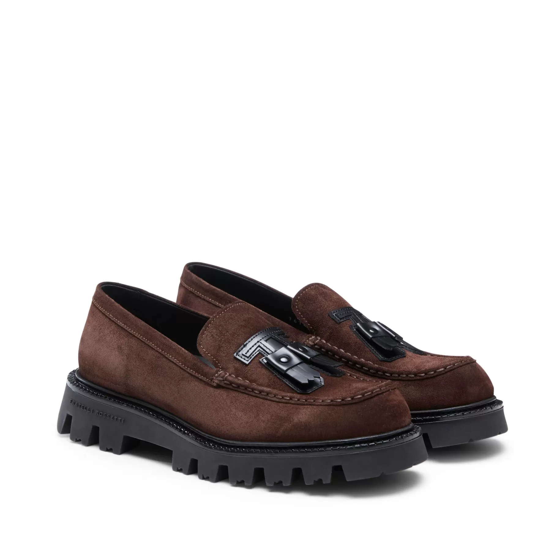 Hot Fratelli Rossetti Mocassino Fiocchetto Patch Registered Design in suede colore cuoio- Cacao