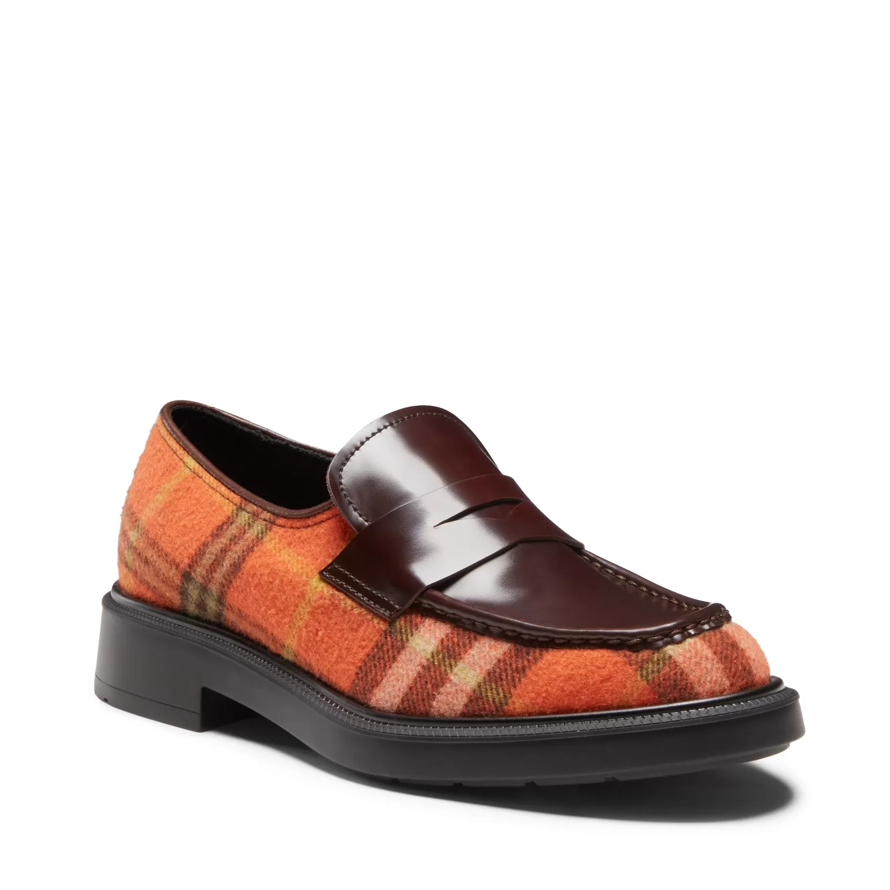 Clearance Fratelli Rossetti Mocassino in pelle e tessuto Tartan da donna colore ne- Arancio