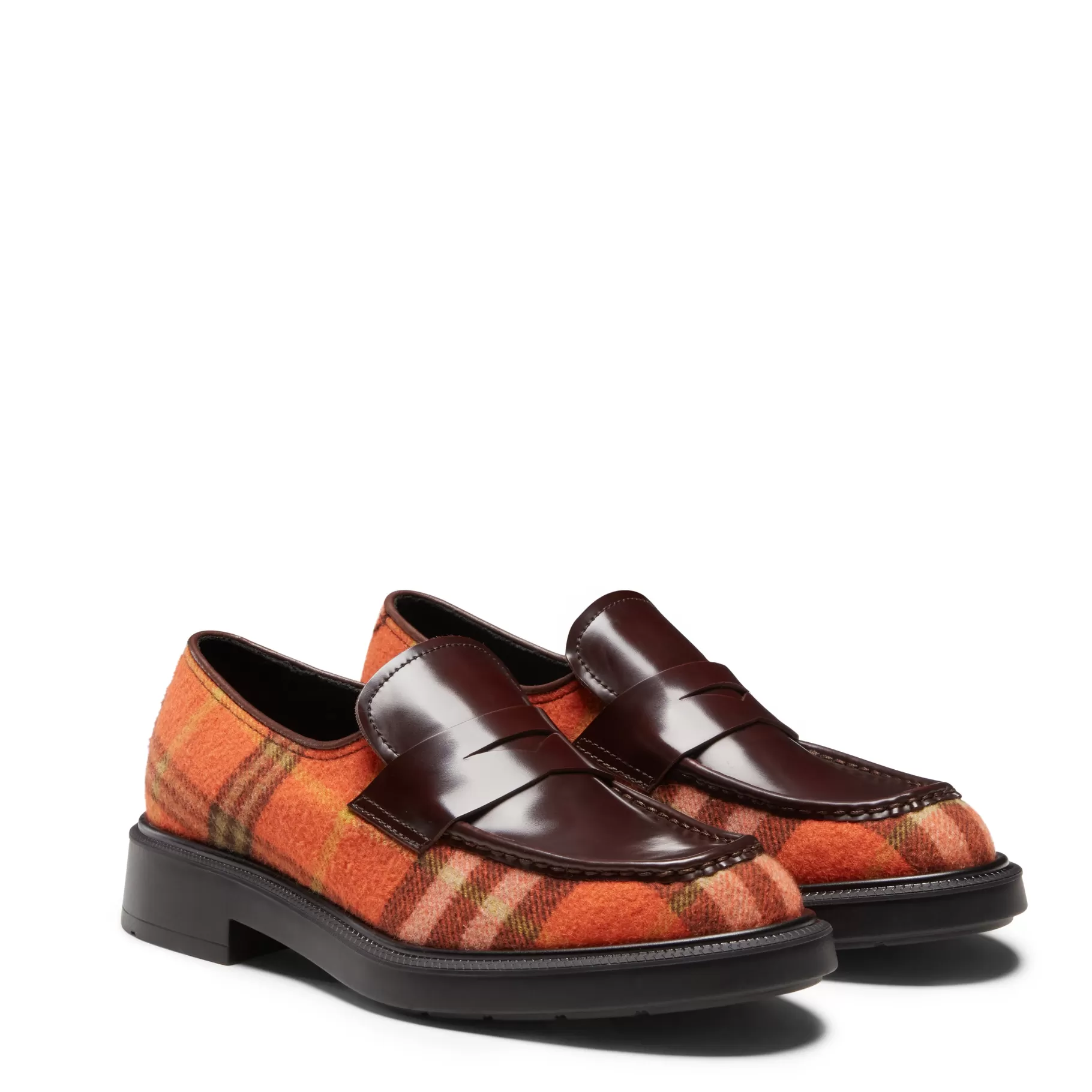 Clearance Fratelli Rossetti Mocassino in pelle e tessuto Tartan da donna colore ne- Arancio