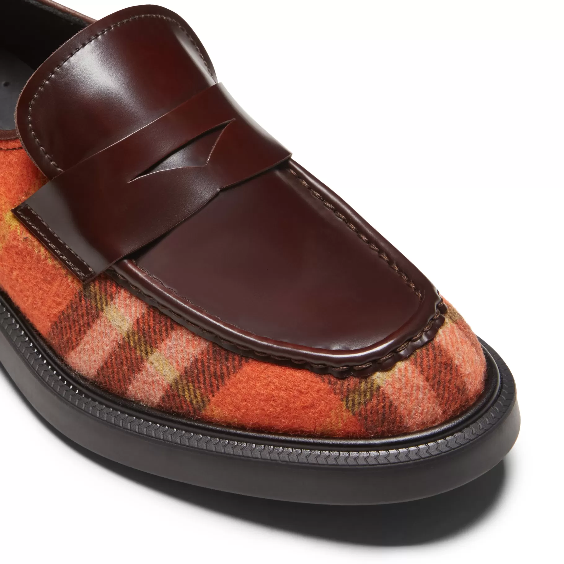 Clearance Fratelli Rossetti Mocassino in pelle e tessuto Tartan da donna colore ne- Arancio