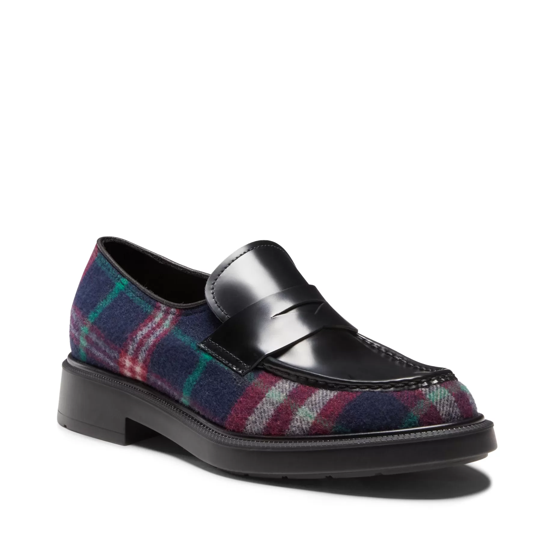 Store Fratelli Rossetti Mocassino in pelle e tessuto Tartan da donna colore - Blu