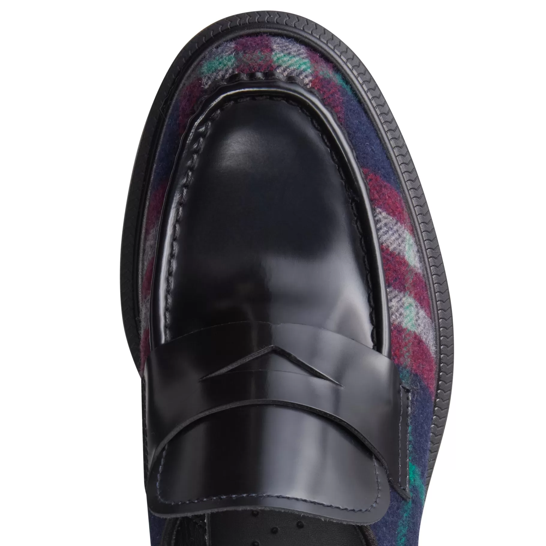 Store Fratelli Rossetti Mocassino in pelle e tessuto Tartan da donna colore - Blu