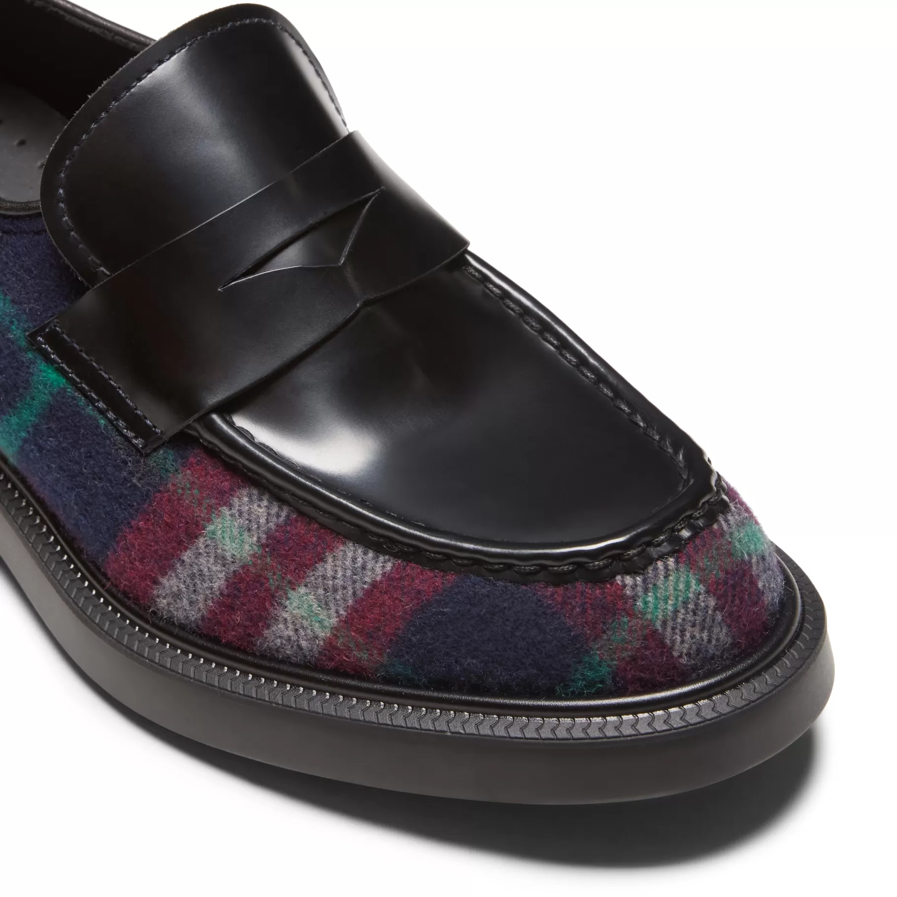 Store Fratelli Rossetti Mocassino in pelle e tessuto Tartan da donna colore - Blu
