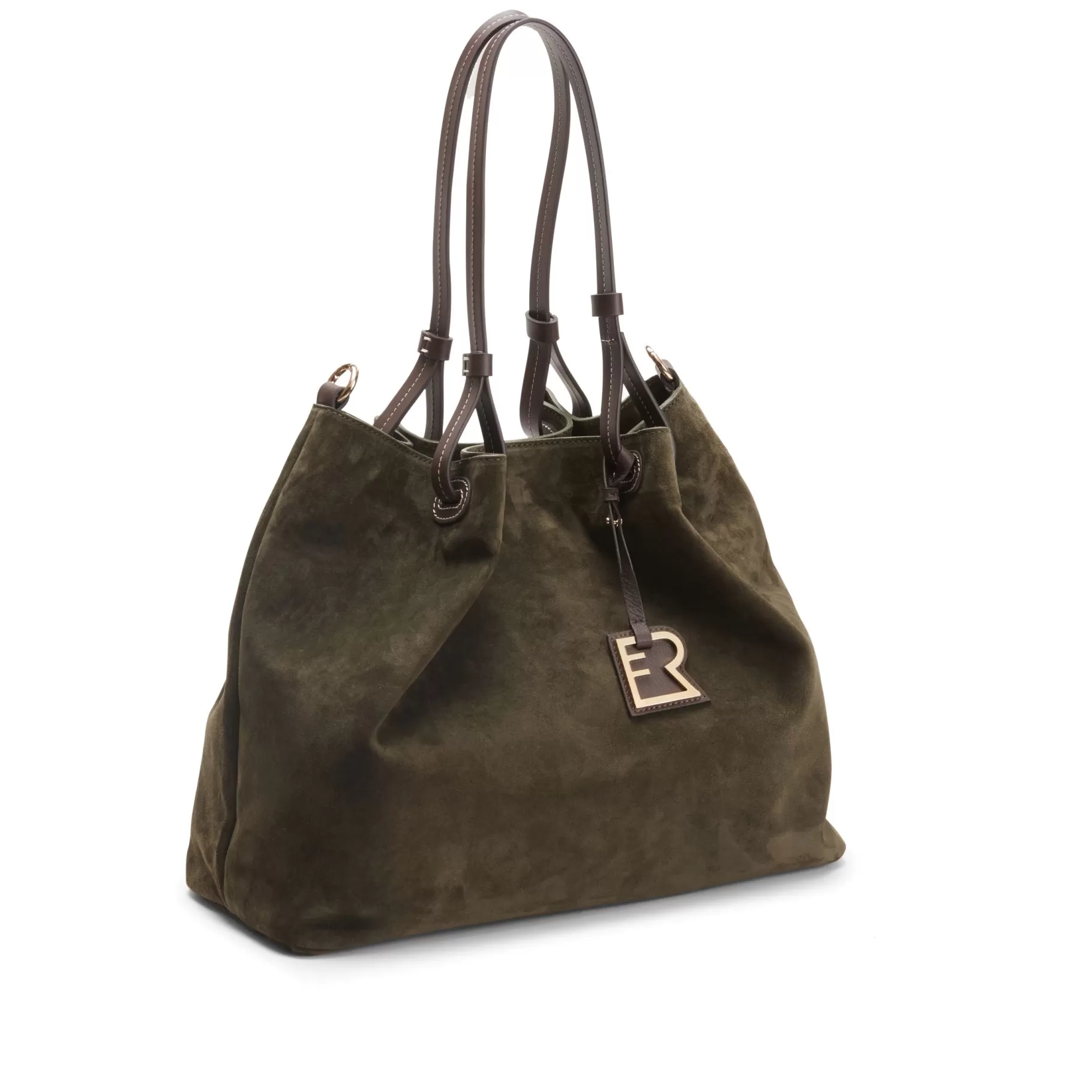 Clearance Fratelli Rossetti Royal Tote bag in suede colore verde-