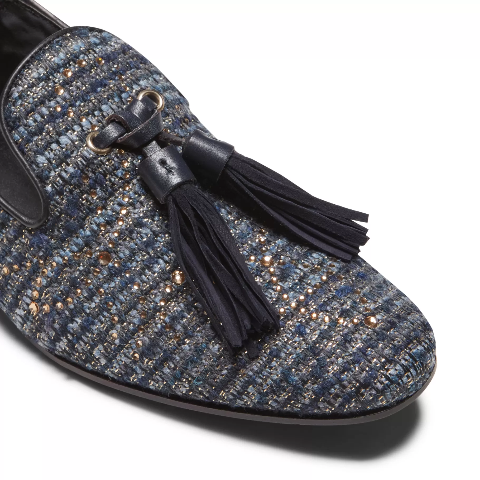 Store Fratelli Rossetti Slipper Hobo in tessuto colore blu- Blu/oro