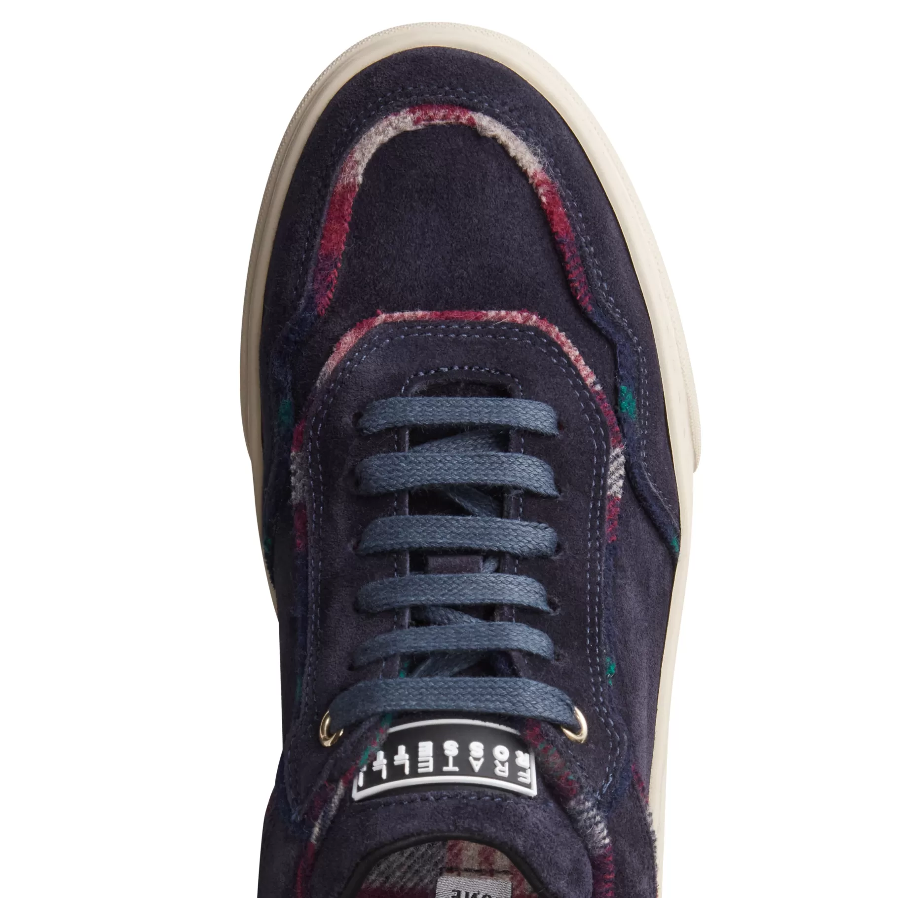 Fashion Fratelli Rossetti Sneaker in suede con profili Tartan da donna colore blu- Navy