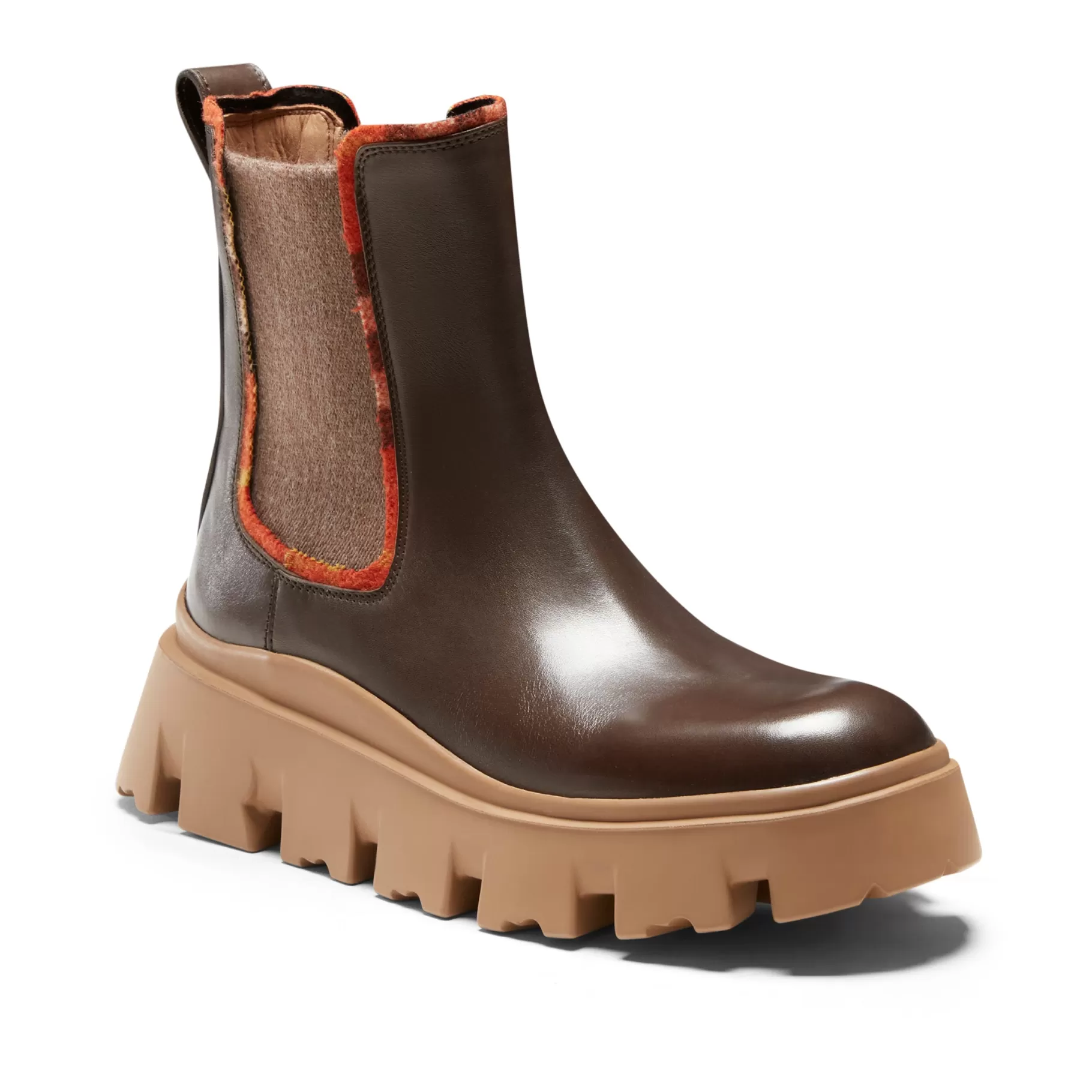 Outlet Fratelli Rossetti Stivaletto beatles da donna con profili Tartan in pelle colore - Ebano