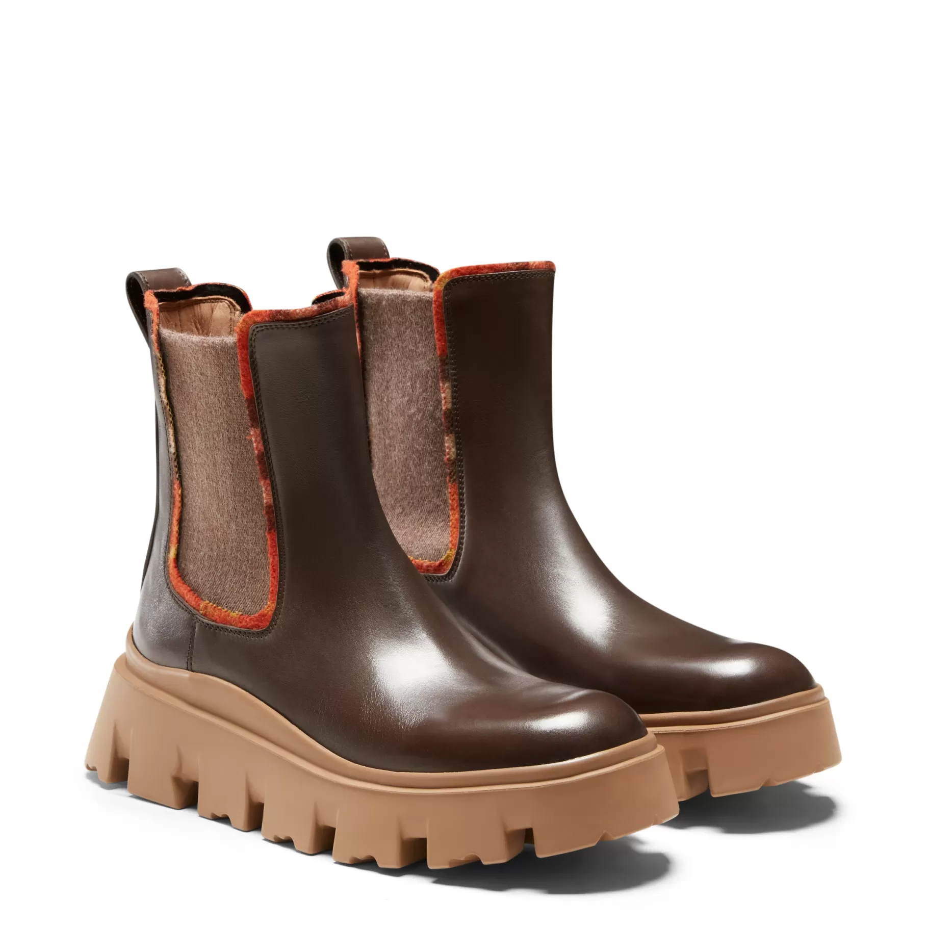 Outlet Fratelli Rossetti Stivaletto beatles da donna con profili Tartan in pelle colore - Ebano