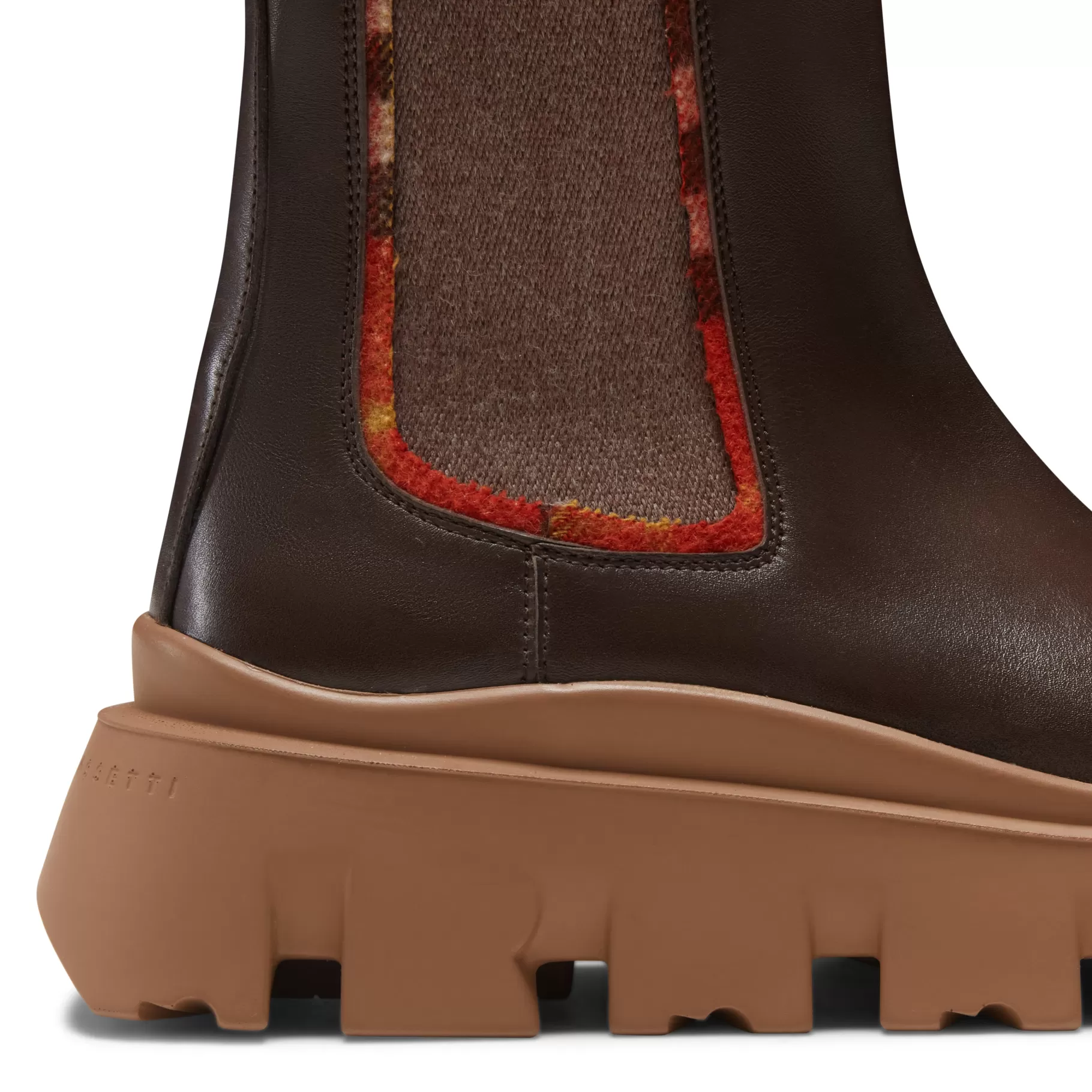 Outlet Fratelli Rossetti Stivaletto beatles da donna con profili Tartan in pelle colore - Ebano
