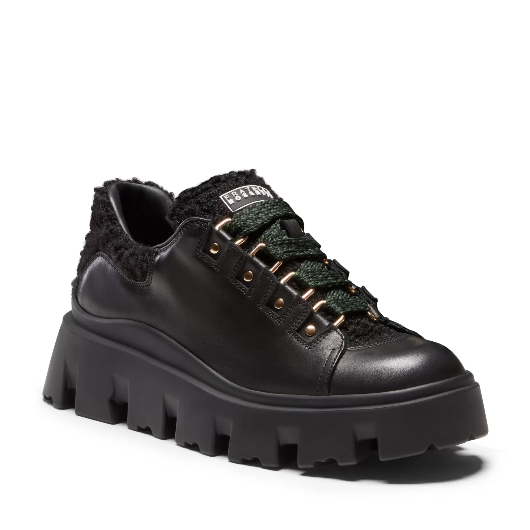 Fashion Fratelli Rossetti Stringata in pelle e tessuto colore - Nero